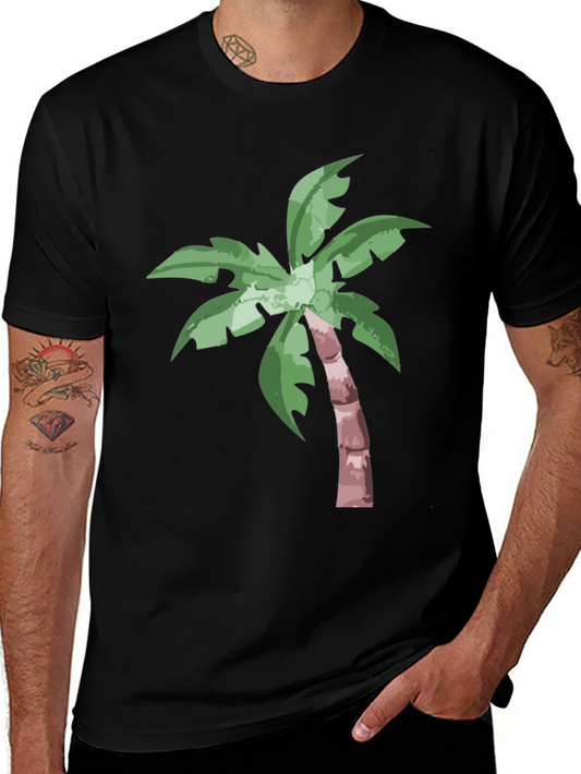 Tropical Palm Tree Graphic Tee - Black