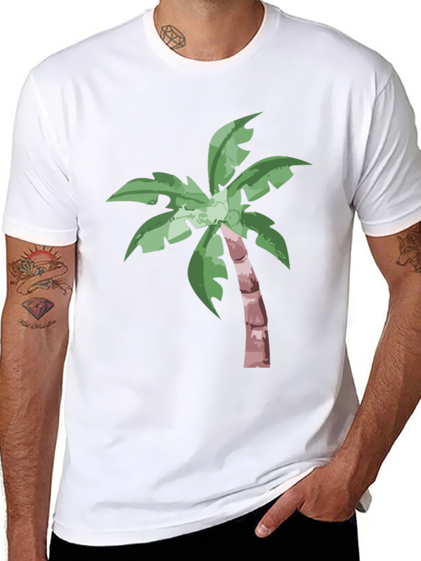 Tropical Palm Tree Graphic Tee - Black