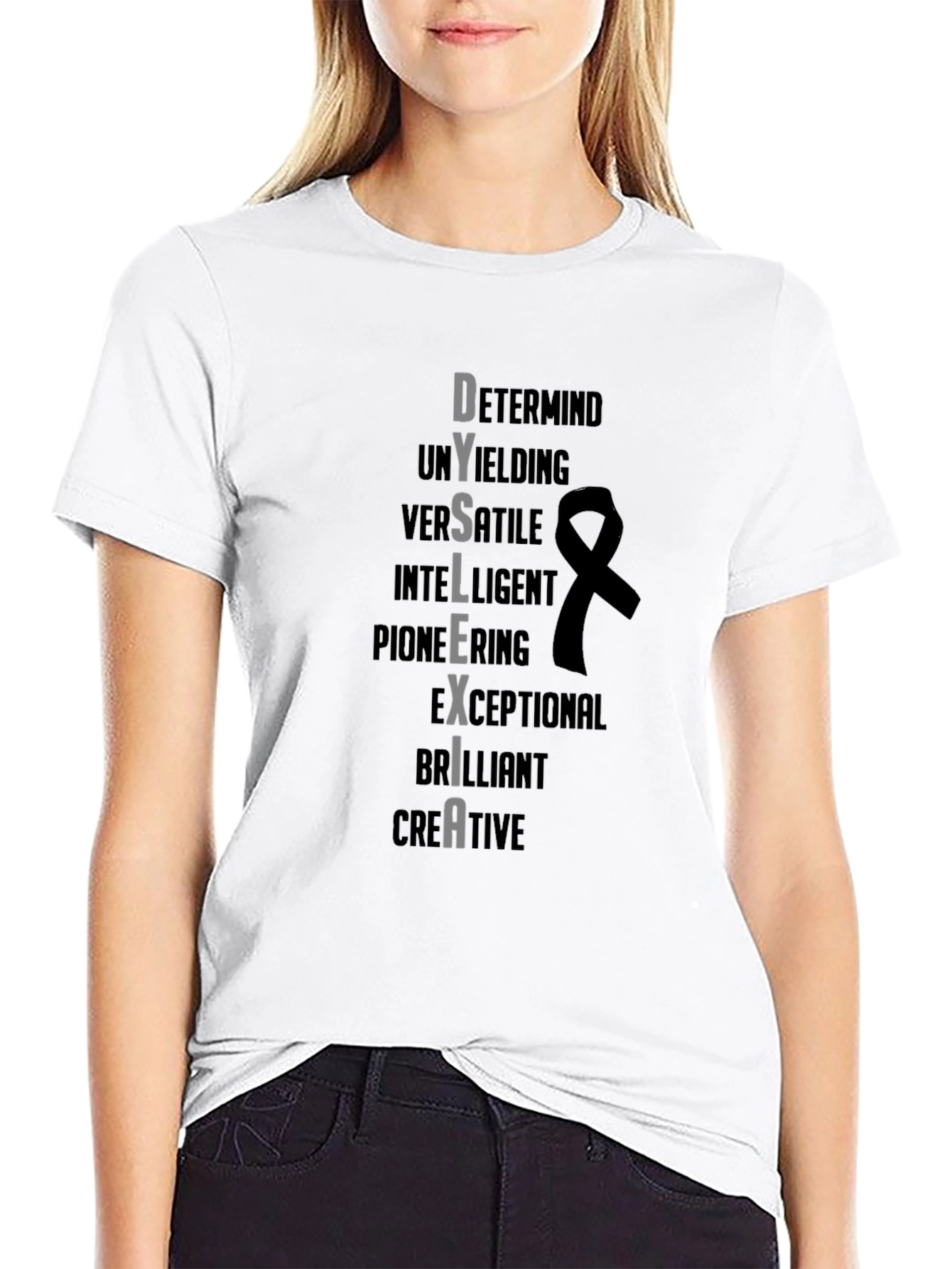 Dyslexia Awareness T-Shirt - Determined Intelligent Creative