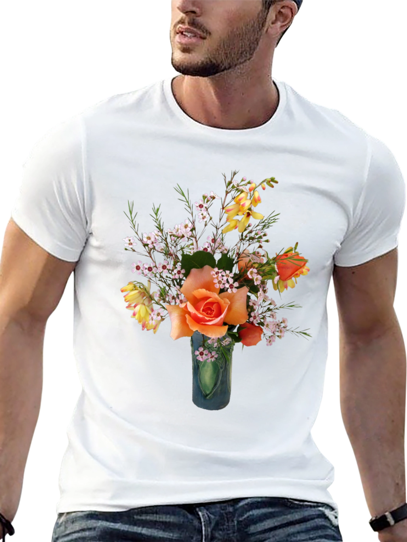Floral T-Shirt - Rose Bouquet Graphic Tee