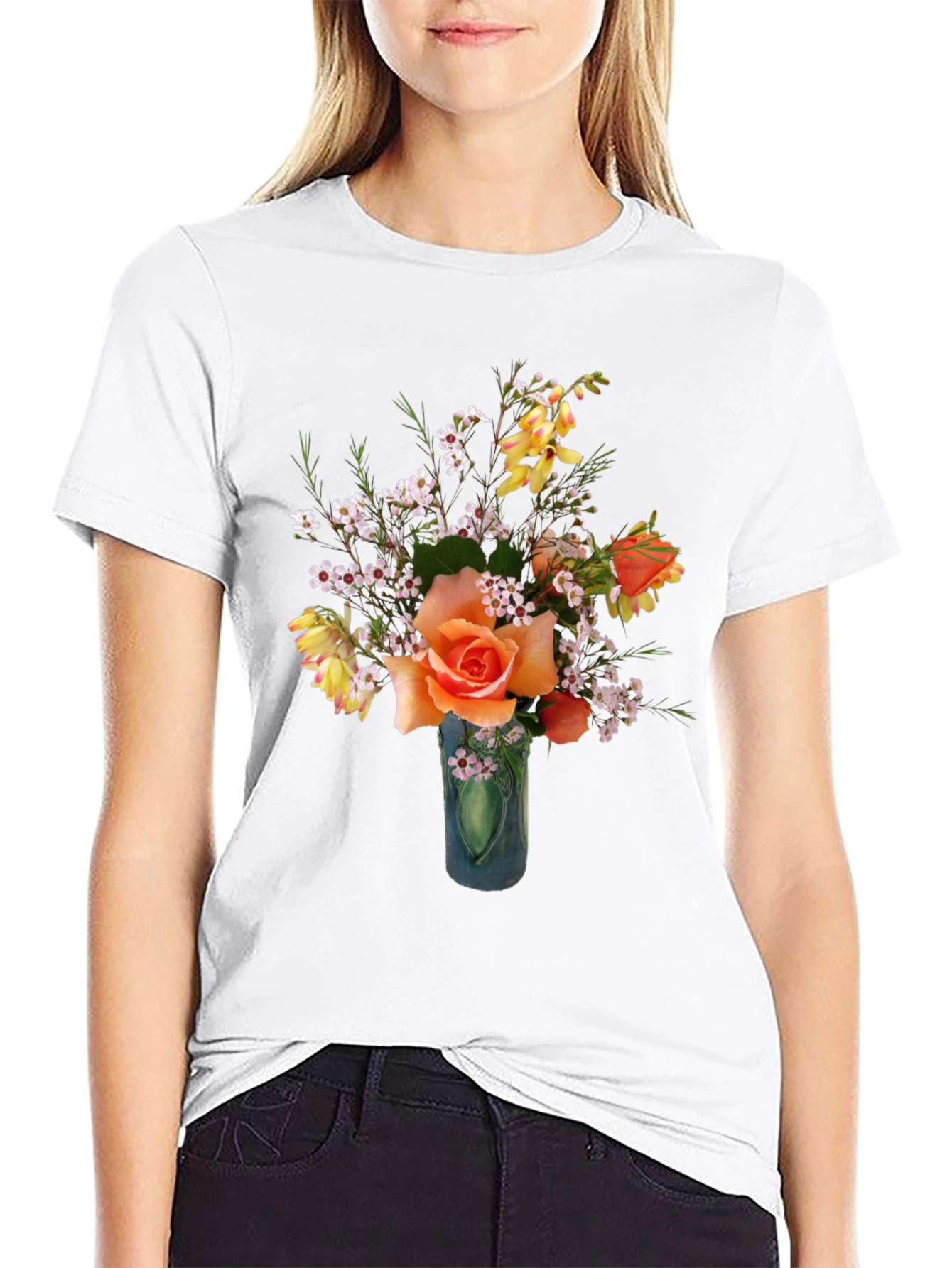 Floral T-Shirt - Rose Bouquet Graphic Tee
