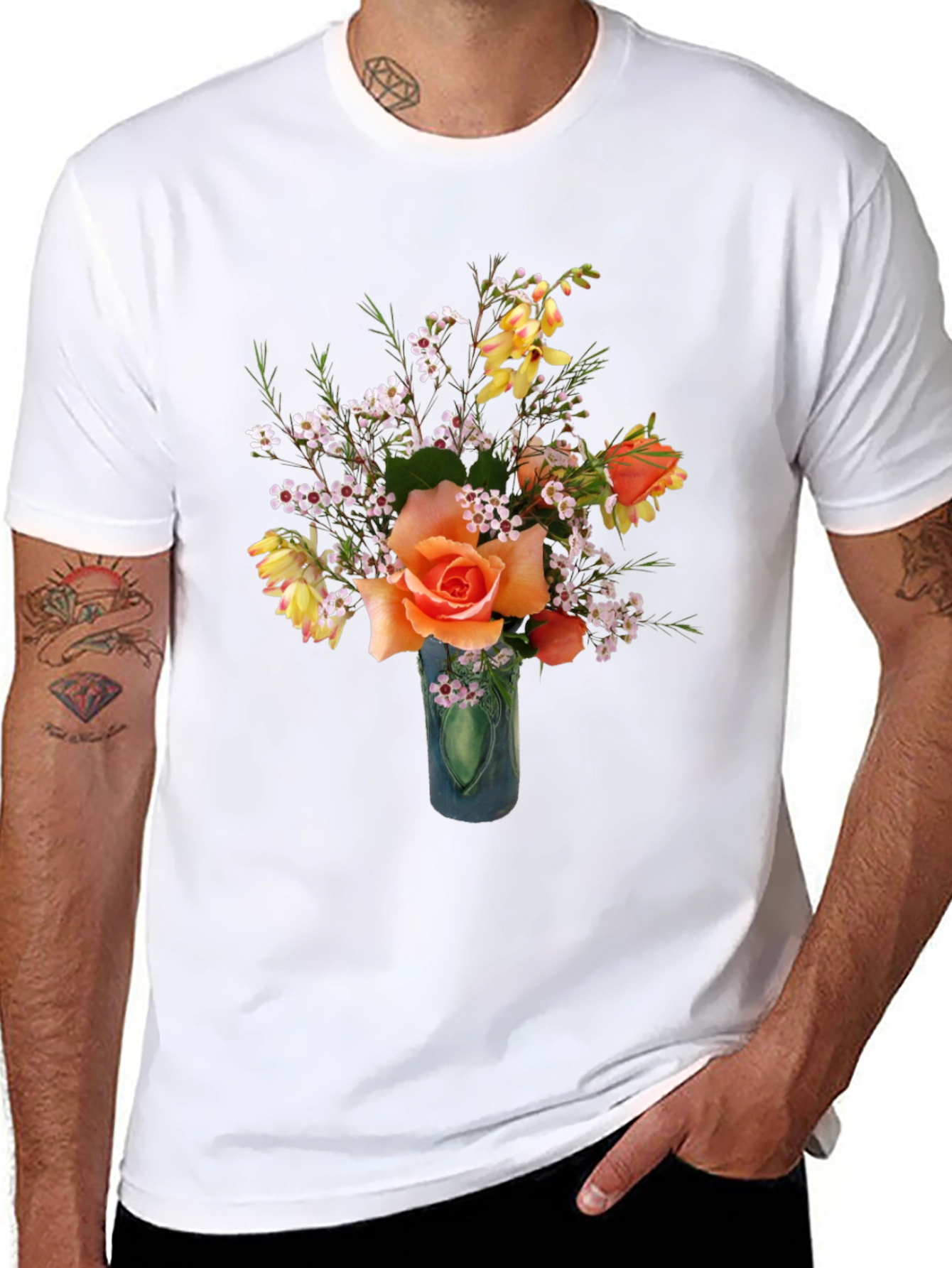Floral T-Shirt - Rose Bouquet Graphic Tee