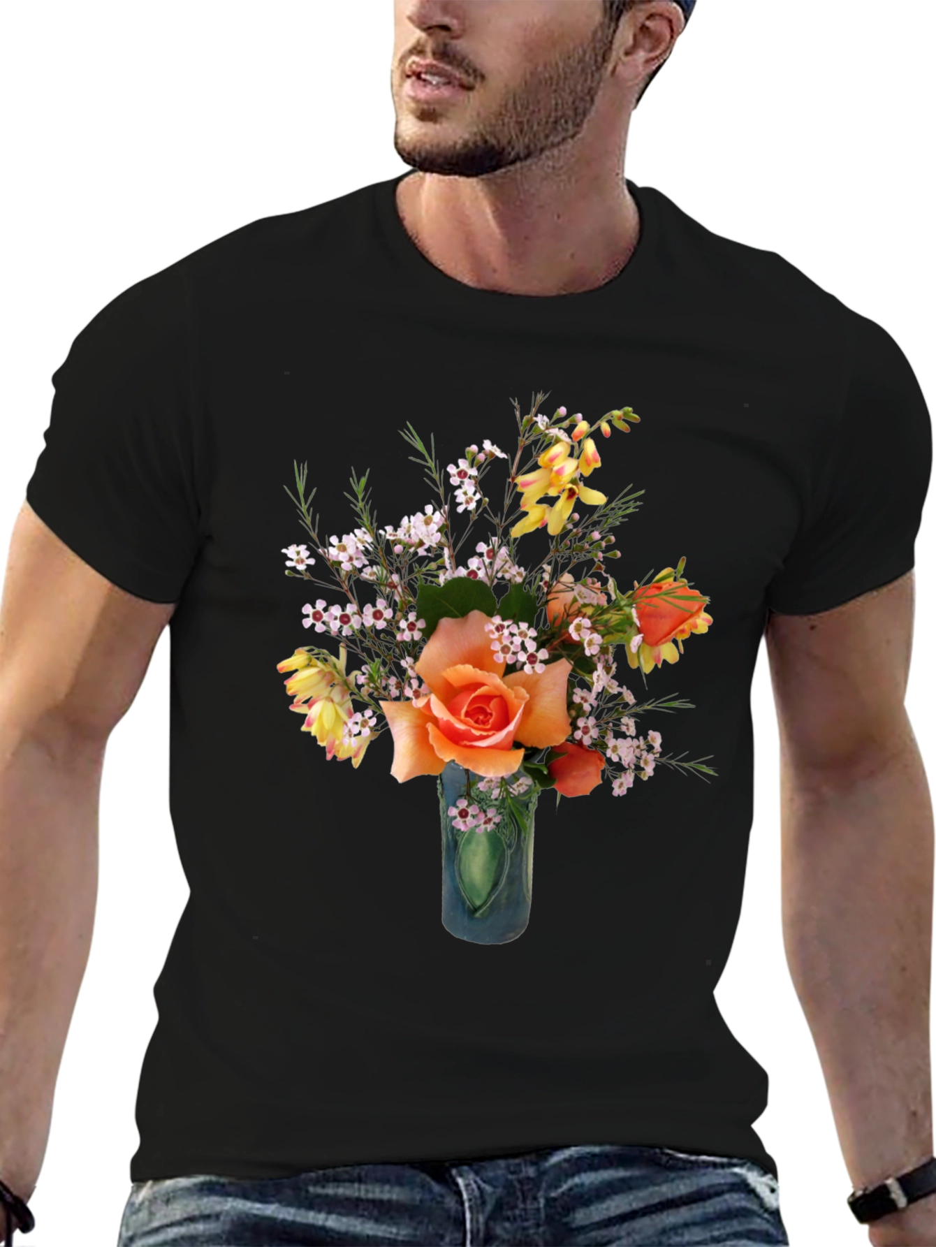 Floral T-Shirt - Rose Bouquet Graphic Tee