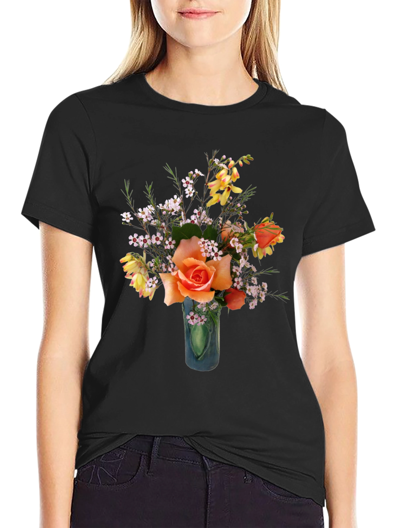 Floral T-Shirt - Rose Bouquet Graphic Tee