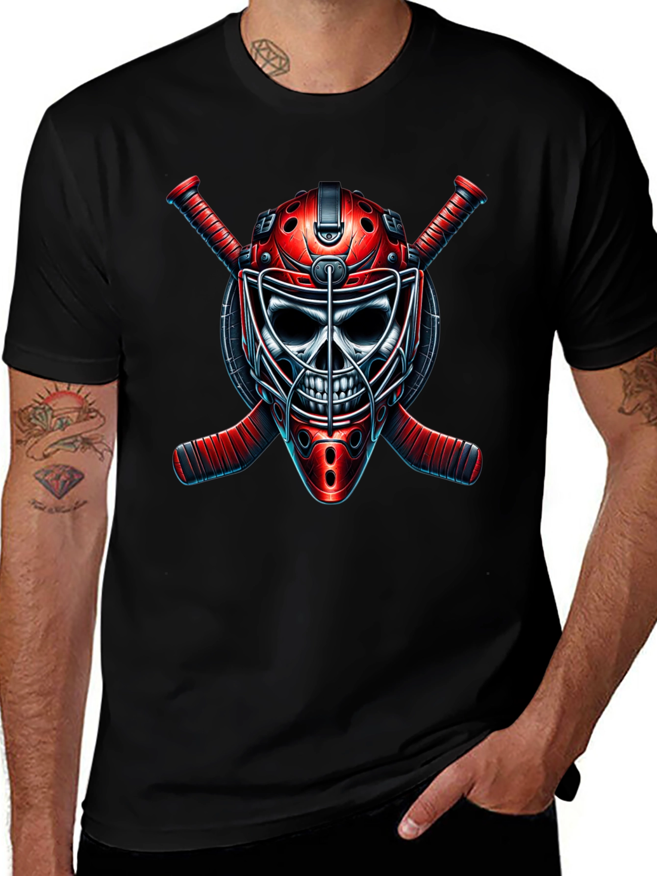 Grim Goalie Graphic Tee - Hockey Skull T-Shirt