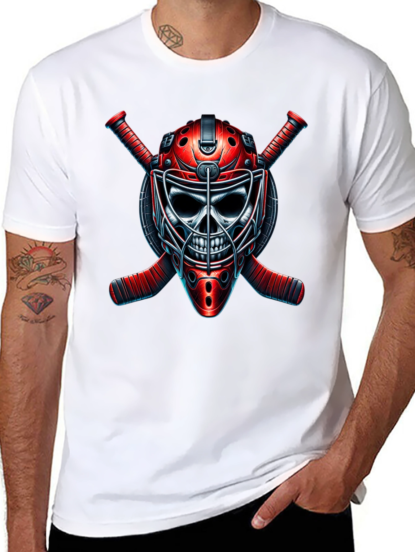 Grim Goalie Graphic Tee - Hockey Skull T-Shirt