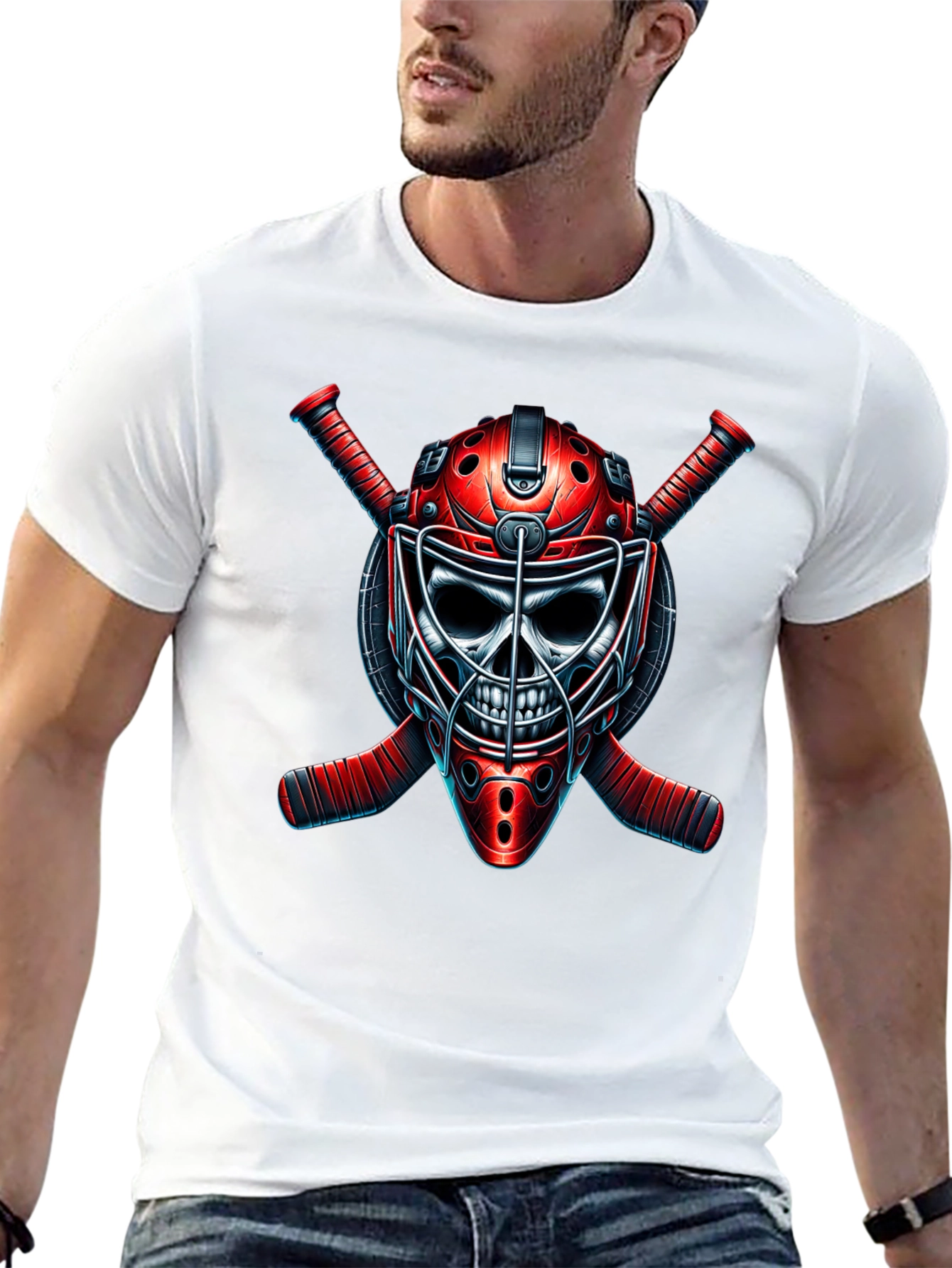 Grim Goalie Graphic Tee - Hockey Skull T-Shirt