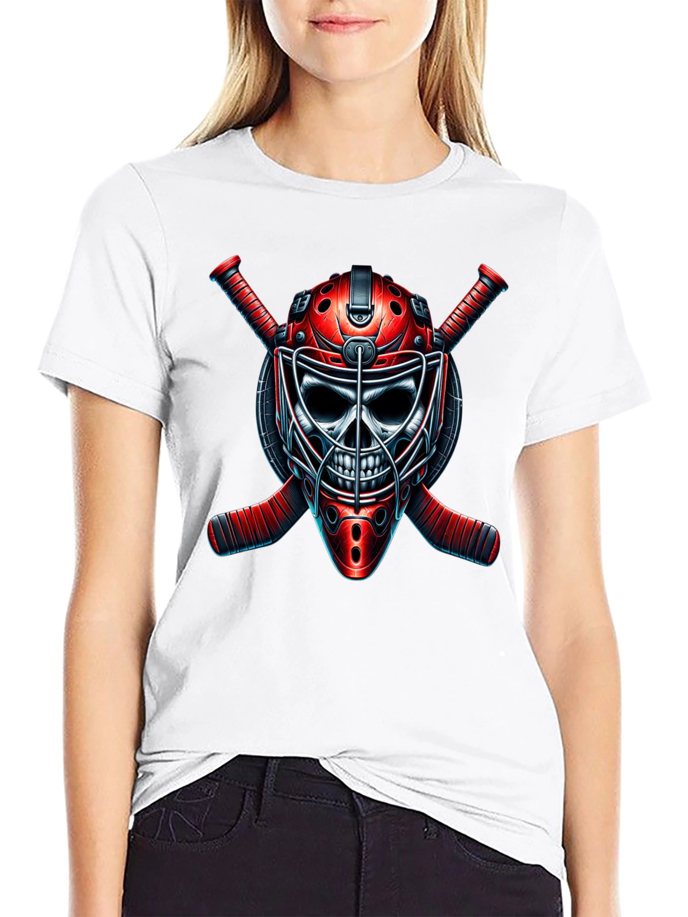 Grim Goalie Graphic Tee - Hockey Skull T-Shirt