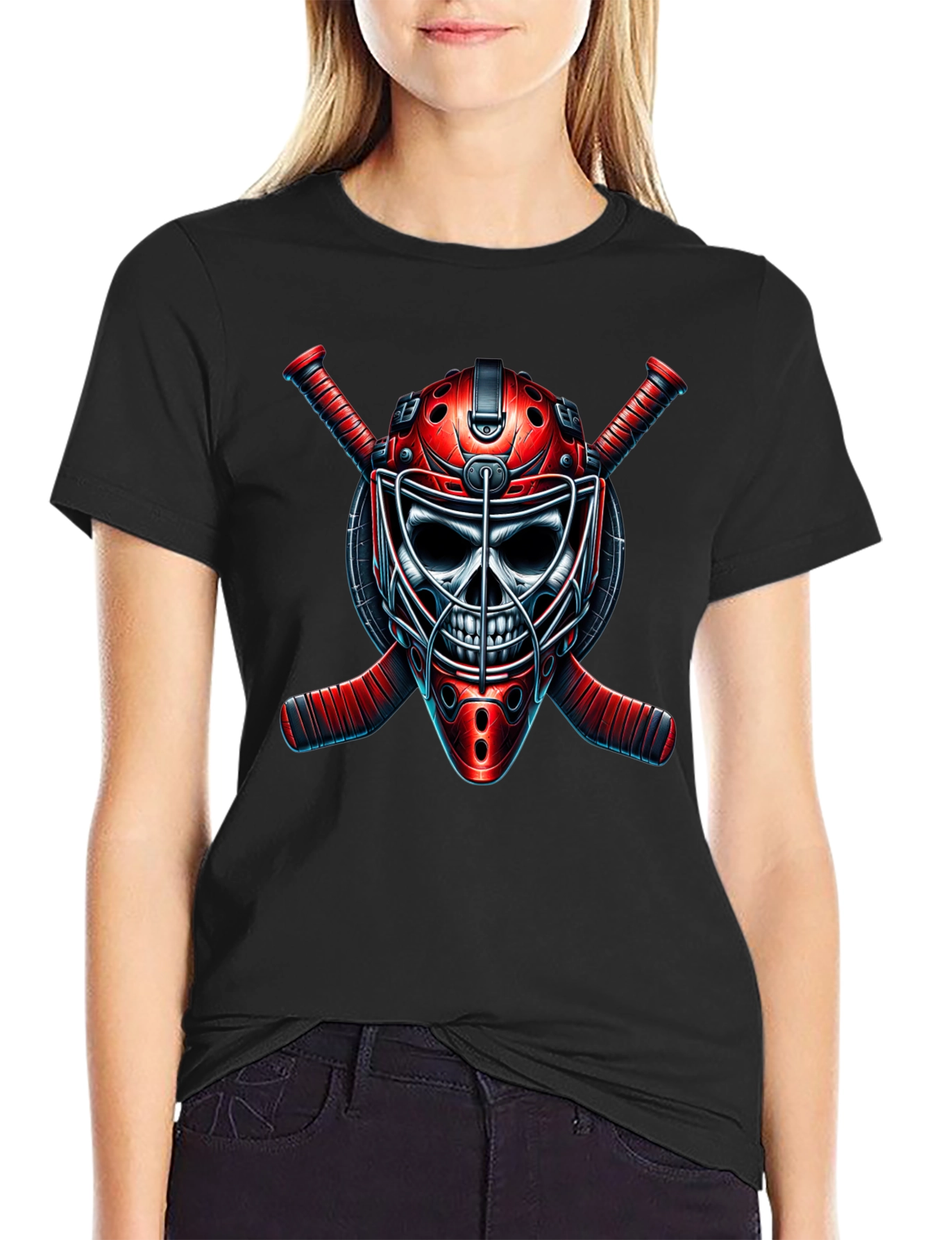 Grim Goalie Graphic Tee - Hockey Skull T-Shirt