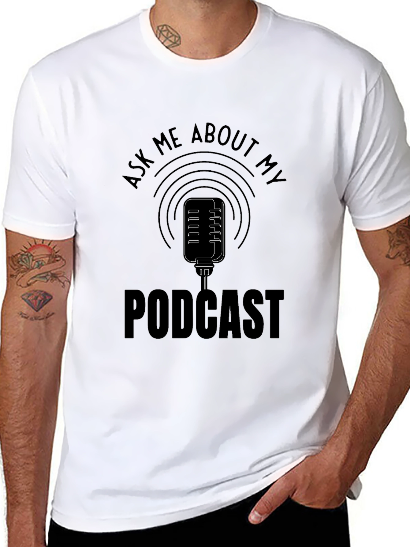 Ask Me About My Podcast Black T-Shirt
