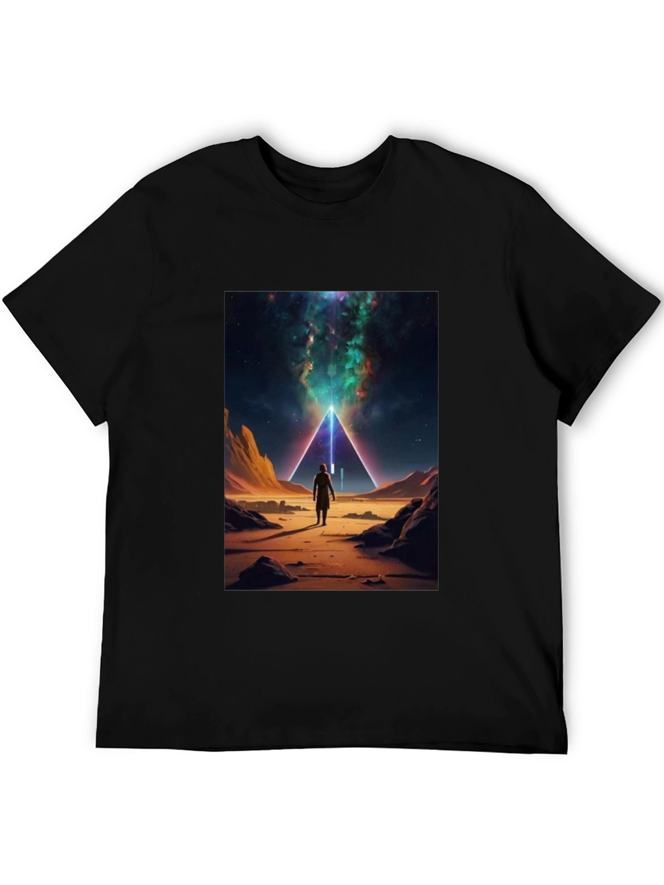 Cosmic Pyramid Graphic Tee - Black Cotton Comfort