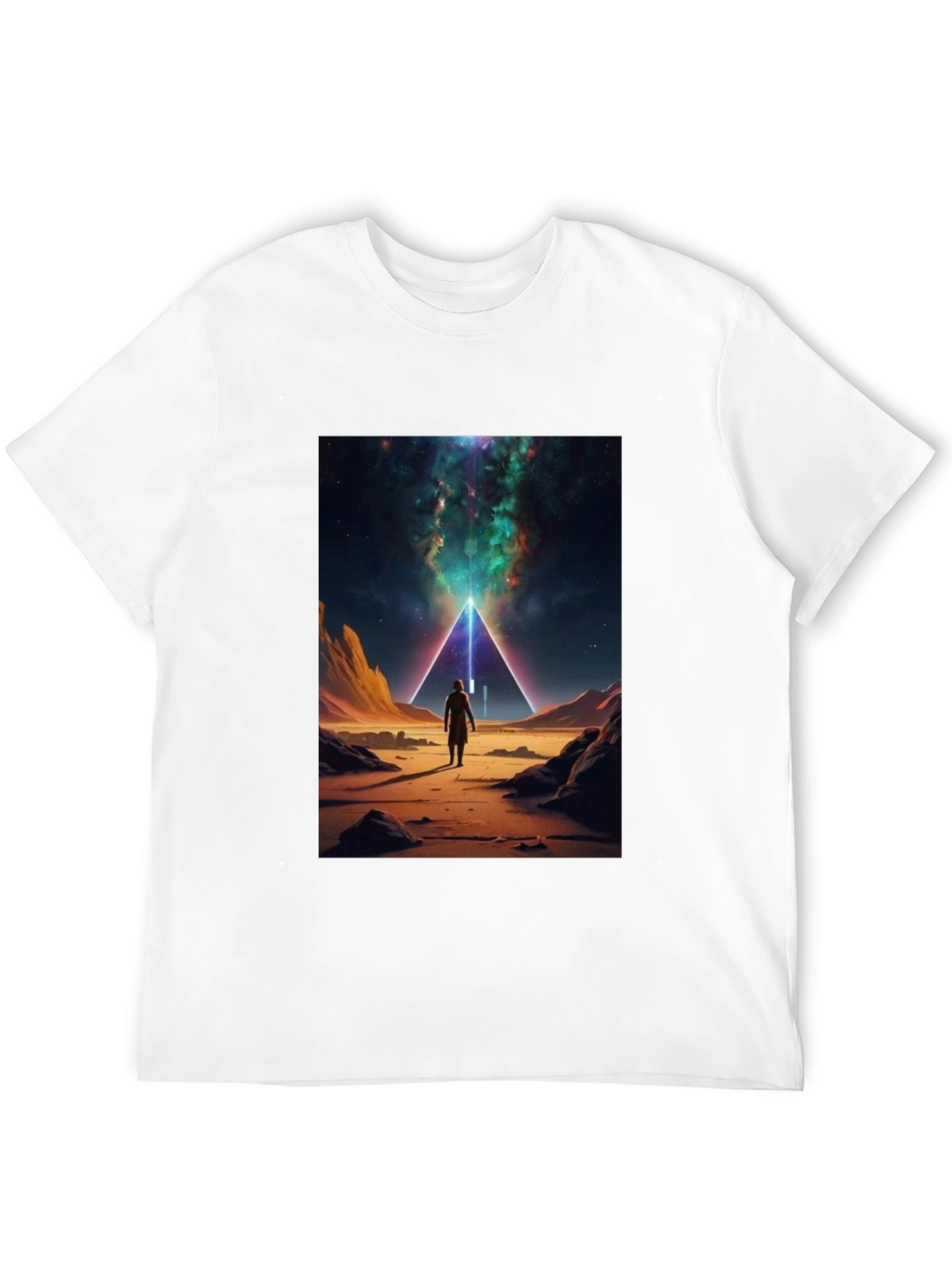 Cosmic Pyramid Graphic Tee - Black Cotton Comfort