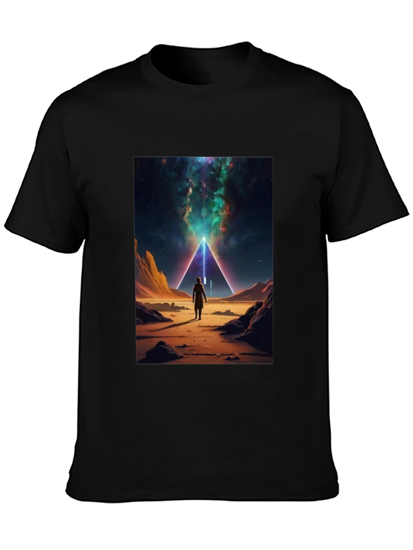 Cosmic Pyramid Graphic Tee - Black Cotton Comfort