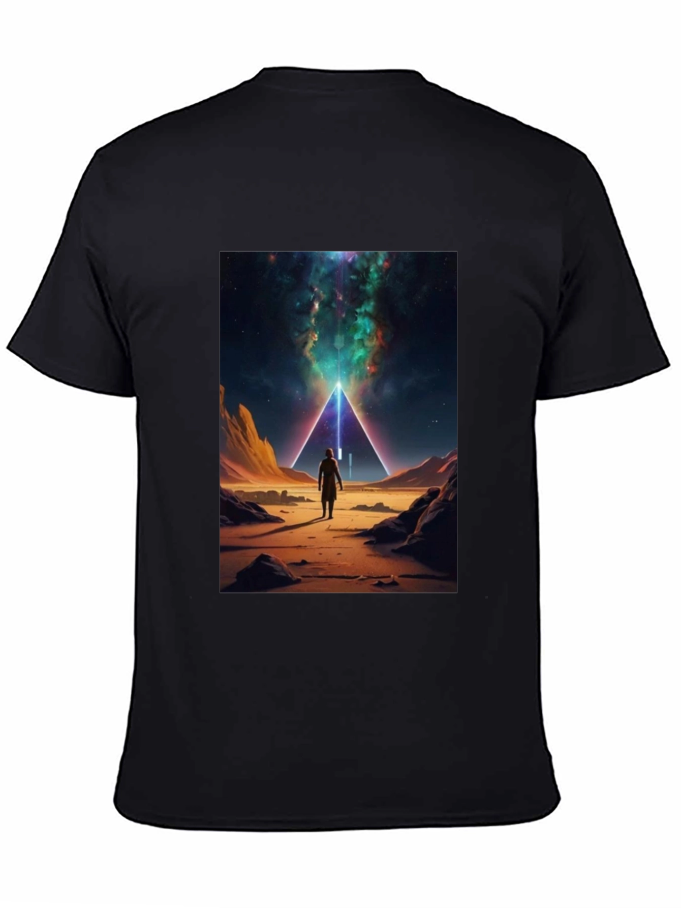 Cosmic Pyramid Graphic Tee - Black Cotton Comfort