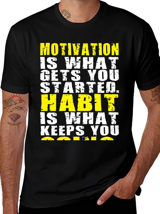Motivation & Habit Graphic Tee - Mens Black T-Shirt