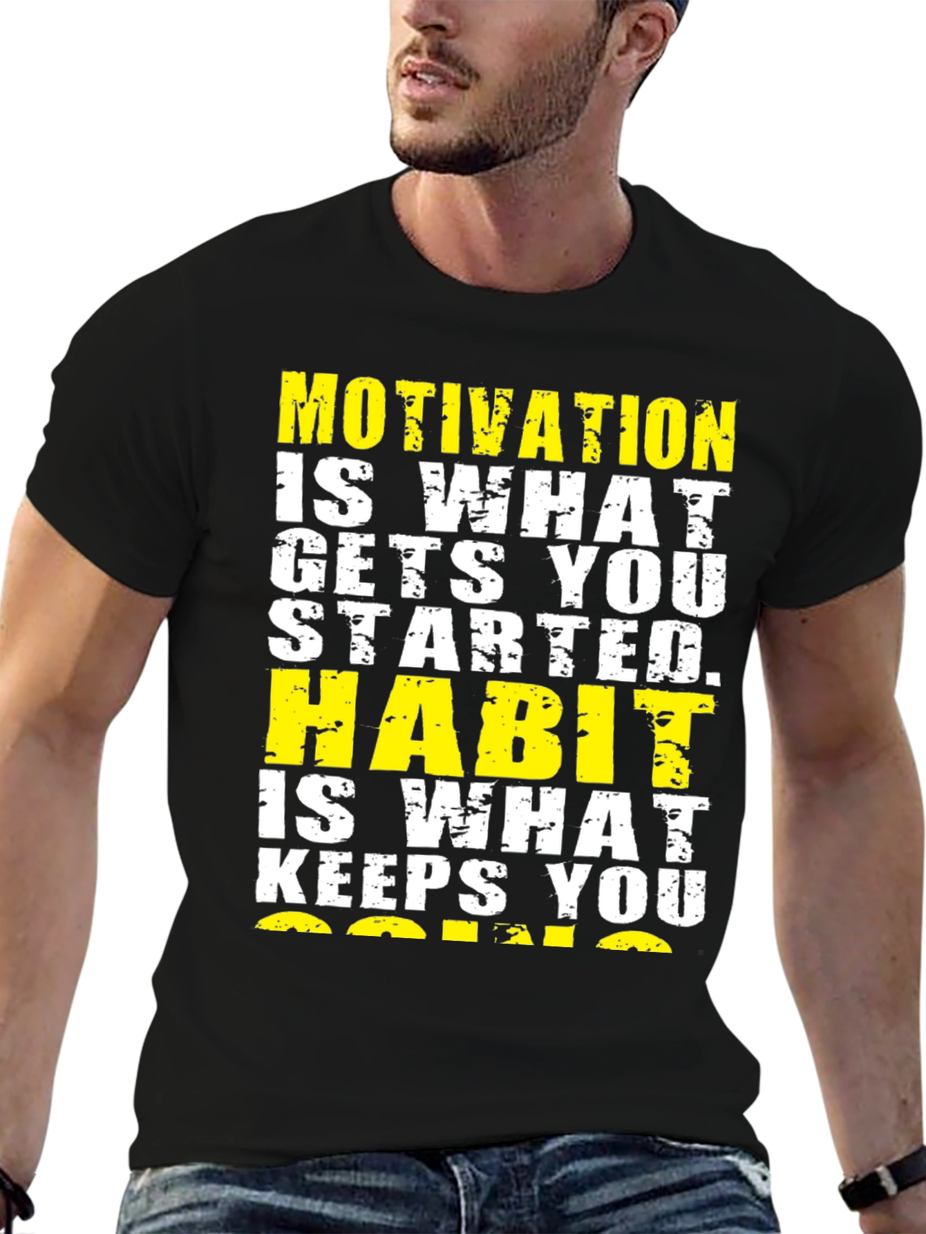 Motivation & Habit Graphic Tee - Mens Black T-Shirt