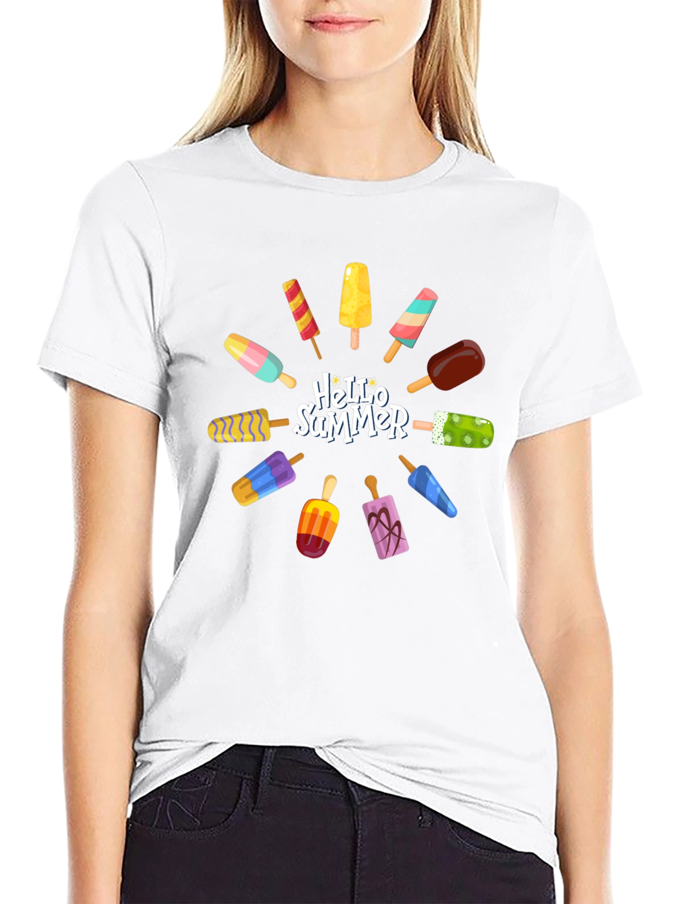 Hello Summer Popsicle Graphic T-Shirt