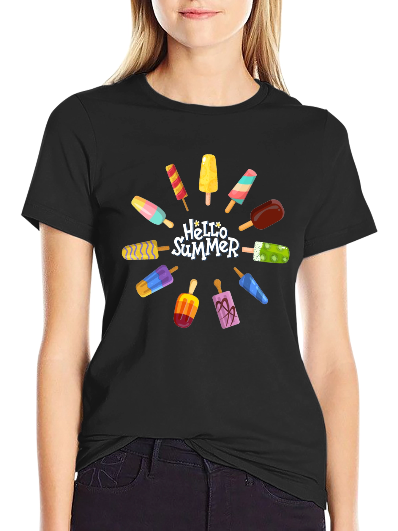 Hello Summer Popsicle Graphic T-Shirt