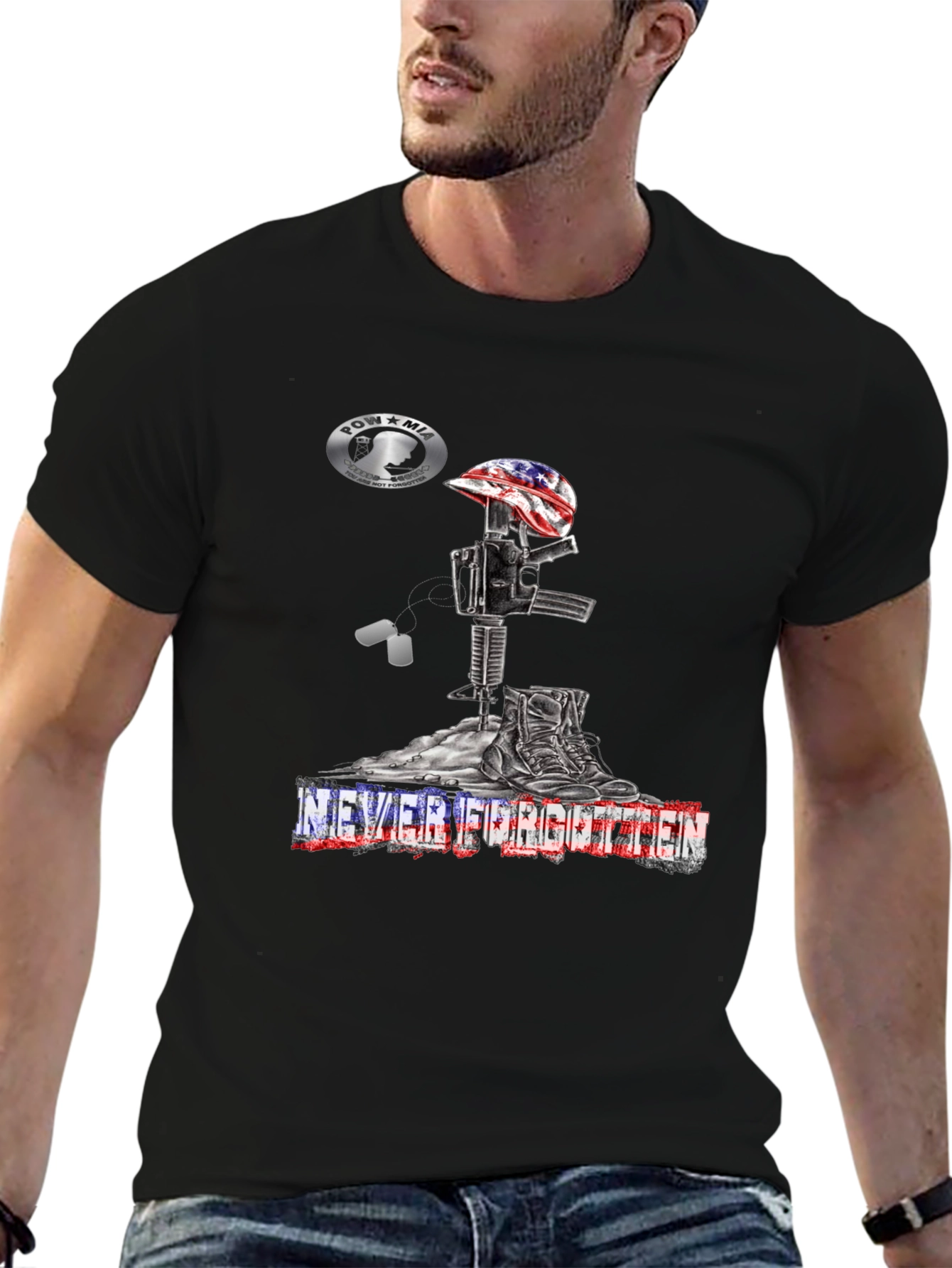 Never Forgotten American Flag Memorial T-Shirt