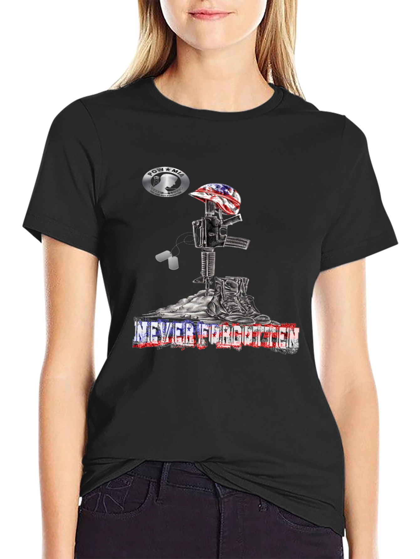 Never Forgotten American Flag Memorial T-Shirt