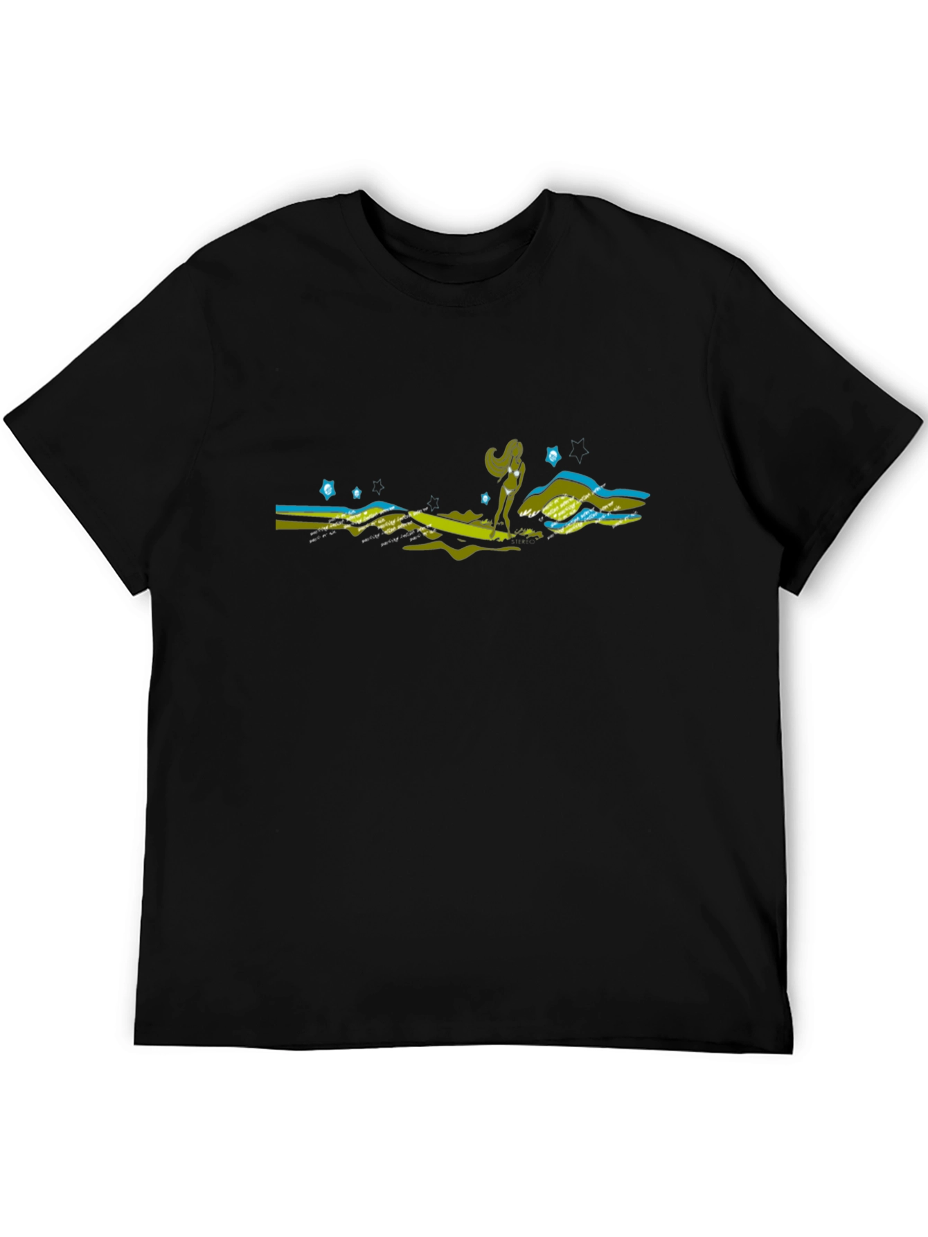 Retro Surfer Girl Graphic Tee - Black