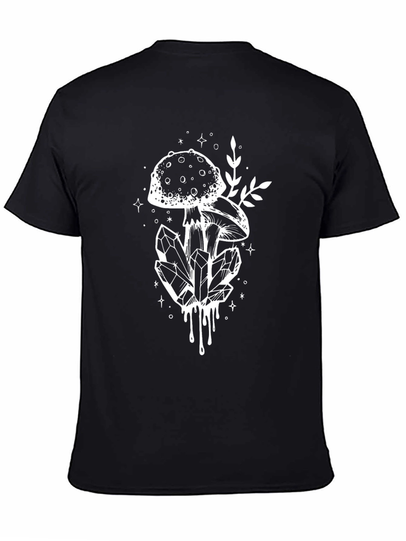 Mushroom Crystal Graphic Tee - Black Cotton Blend