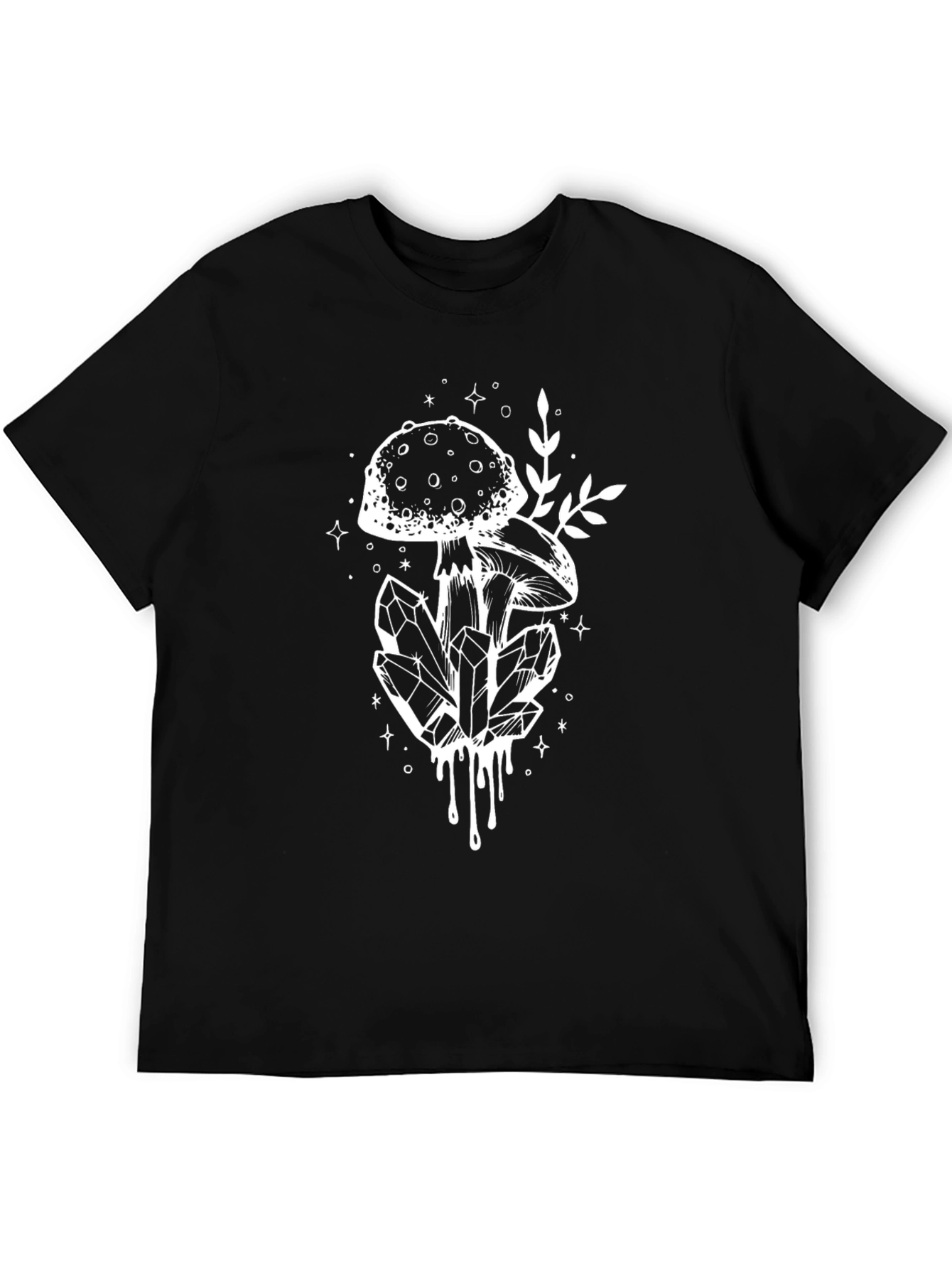 Mushroom Crystal Graphic Tee - Black Cotton Blend