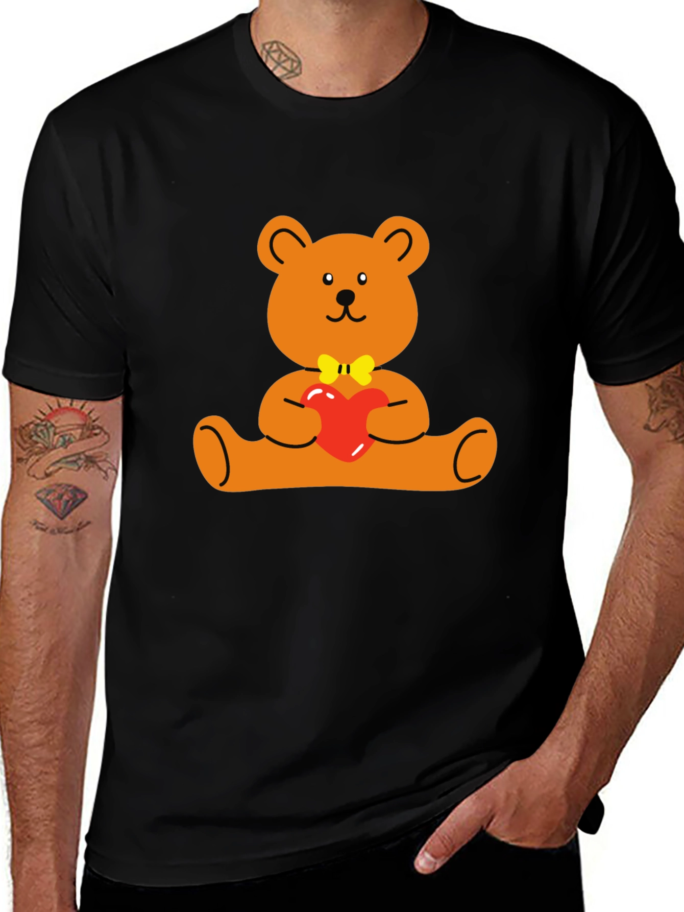 Cute Teddy Bear Holding Heart Graphic T-Shirt