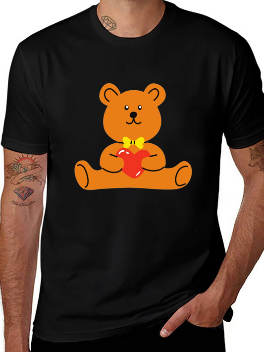Cute Teddy Bear Holding Heart Graphic T-Shirt