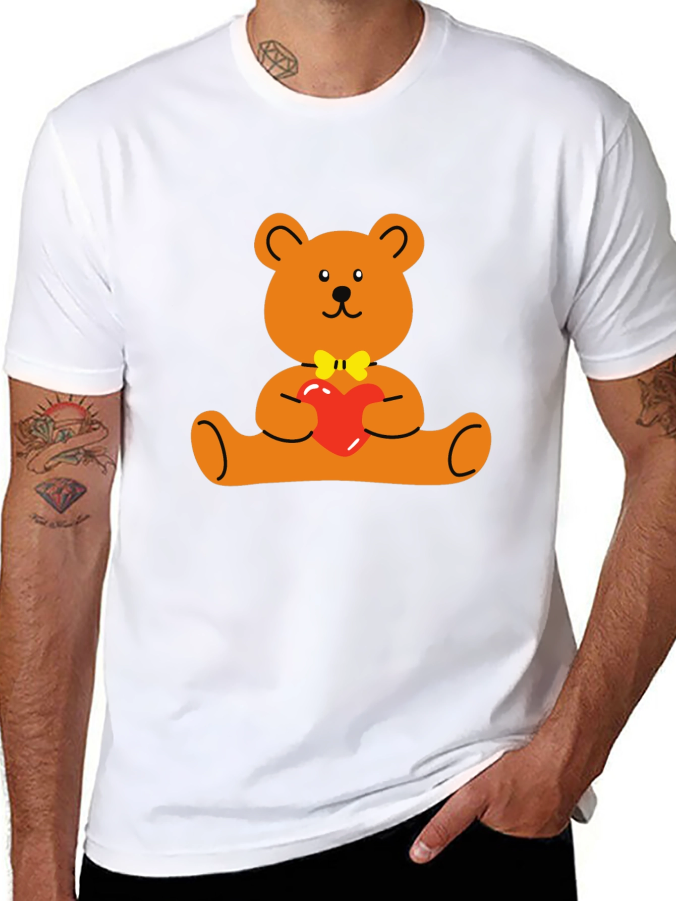 Cute Teddy Bear Holding Heart Graphic T-Shirt