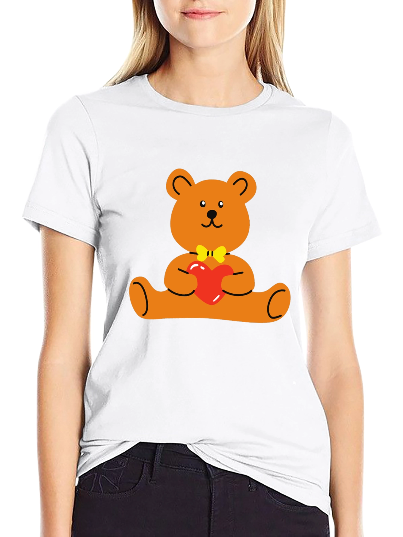 Cute Teddy Bear Holding Heart Graphic T-Shirt