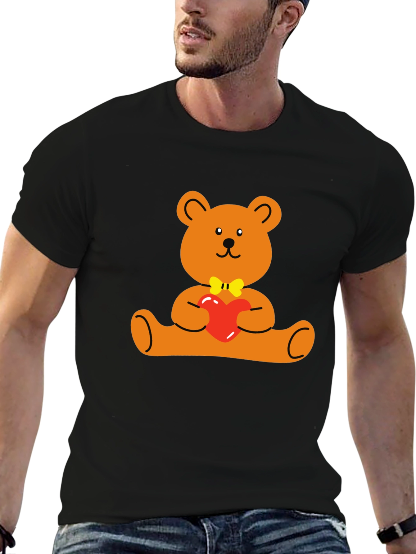 Cute Teddy Bear Holding Heart Graphic T-Shirt