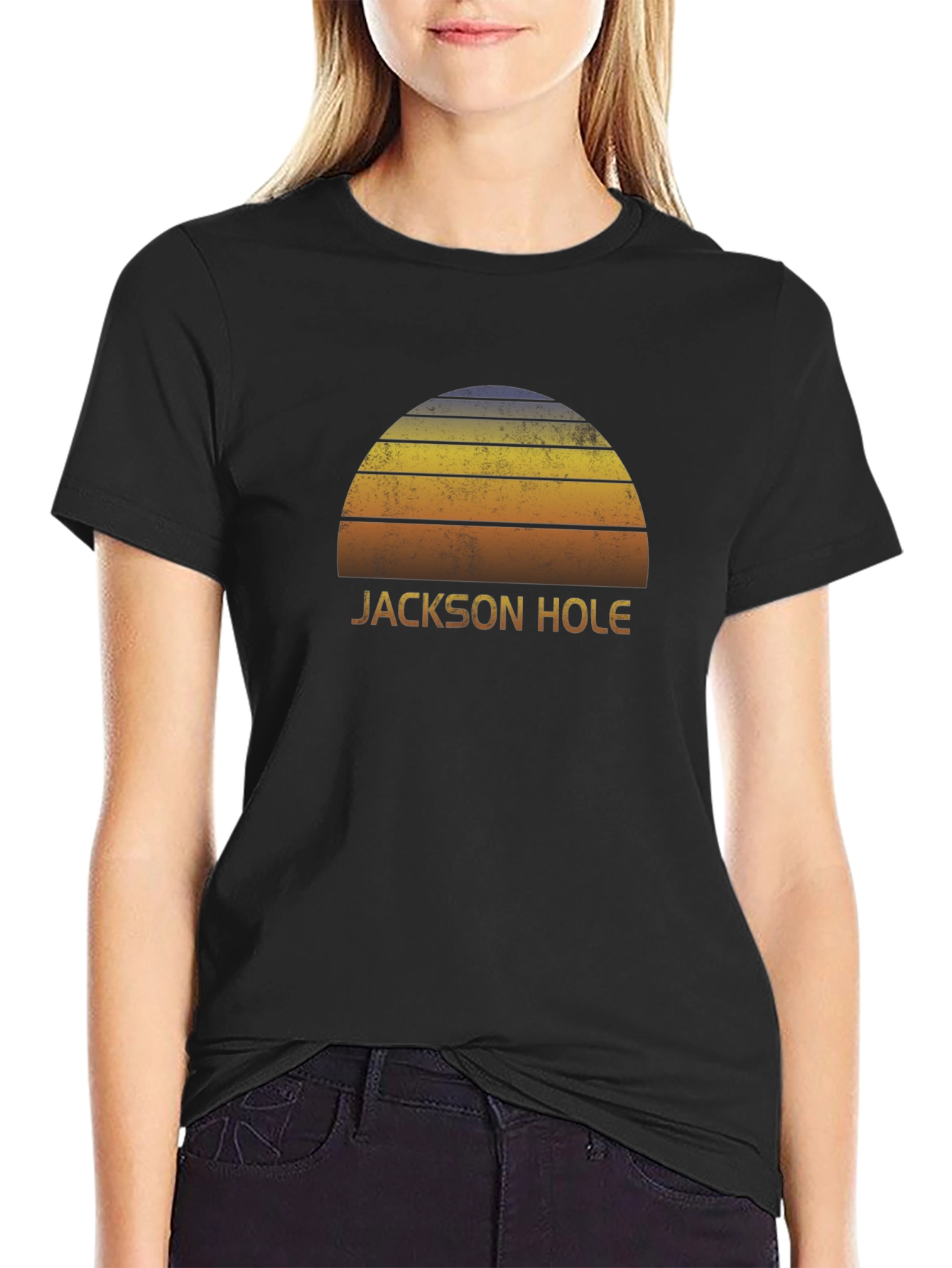 Jackson Hole Sunset Graphic T-Shirt - Retro Style