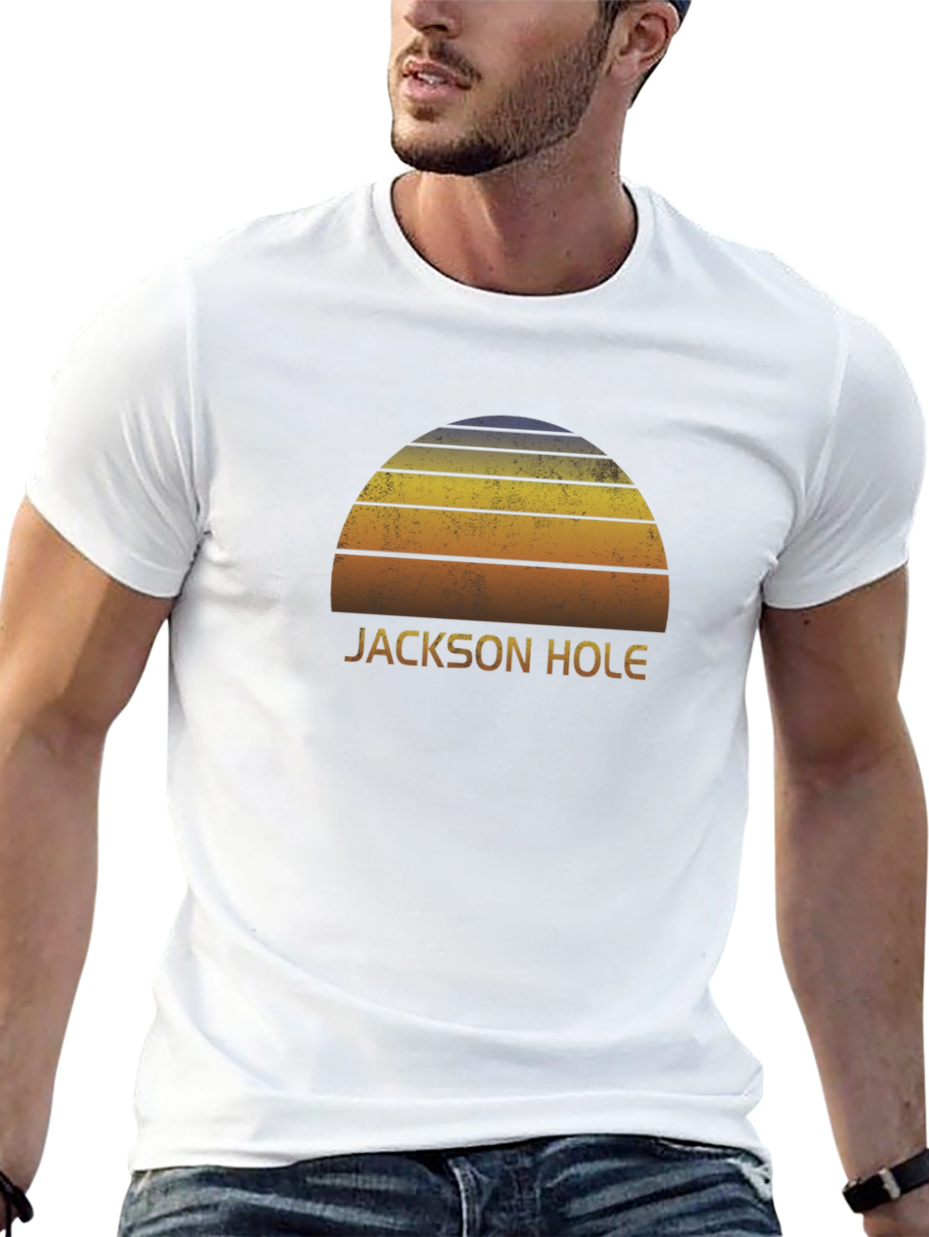 Jackson Hole Sunset Graphic T-Shirt - Retro Style