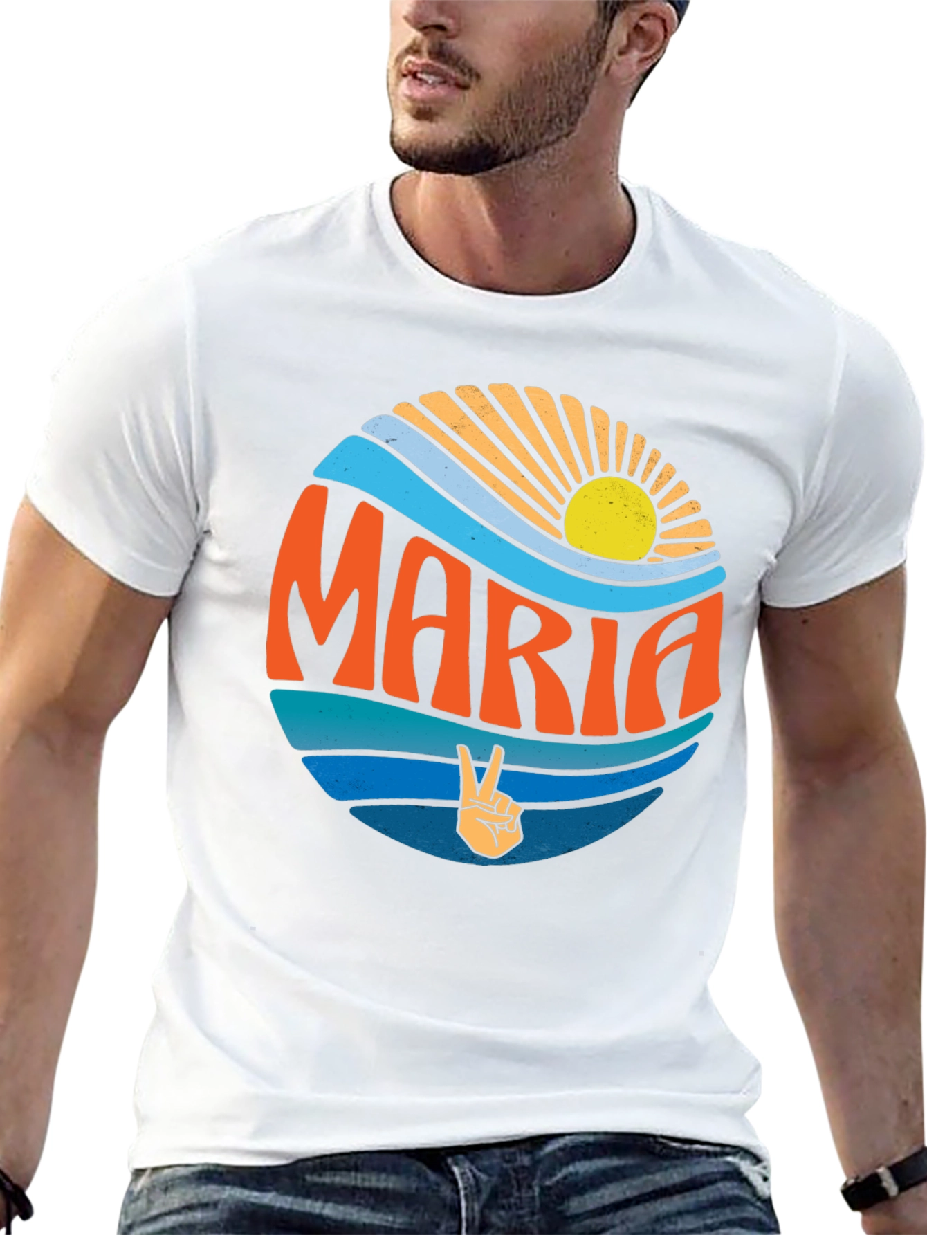 Maria Peace Sign Graphic T-Shirt - Retro Style
