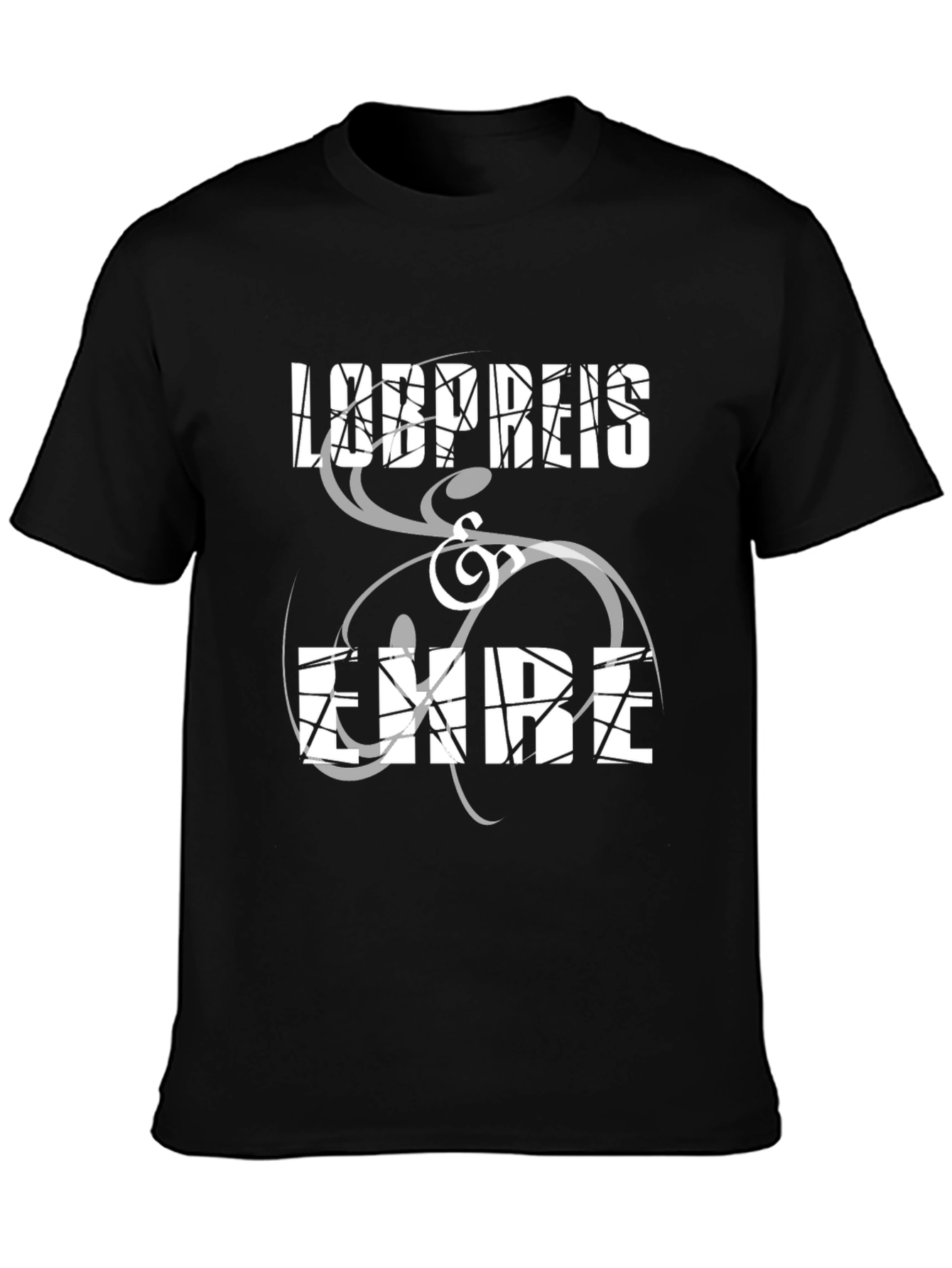 Abstract Text Print Black Tee