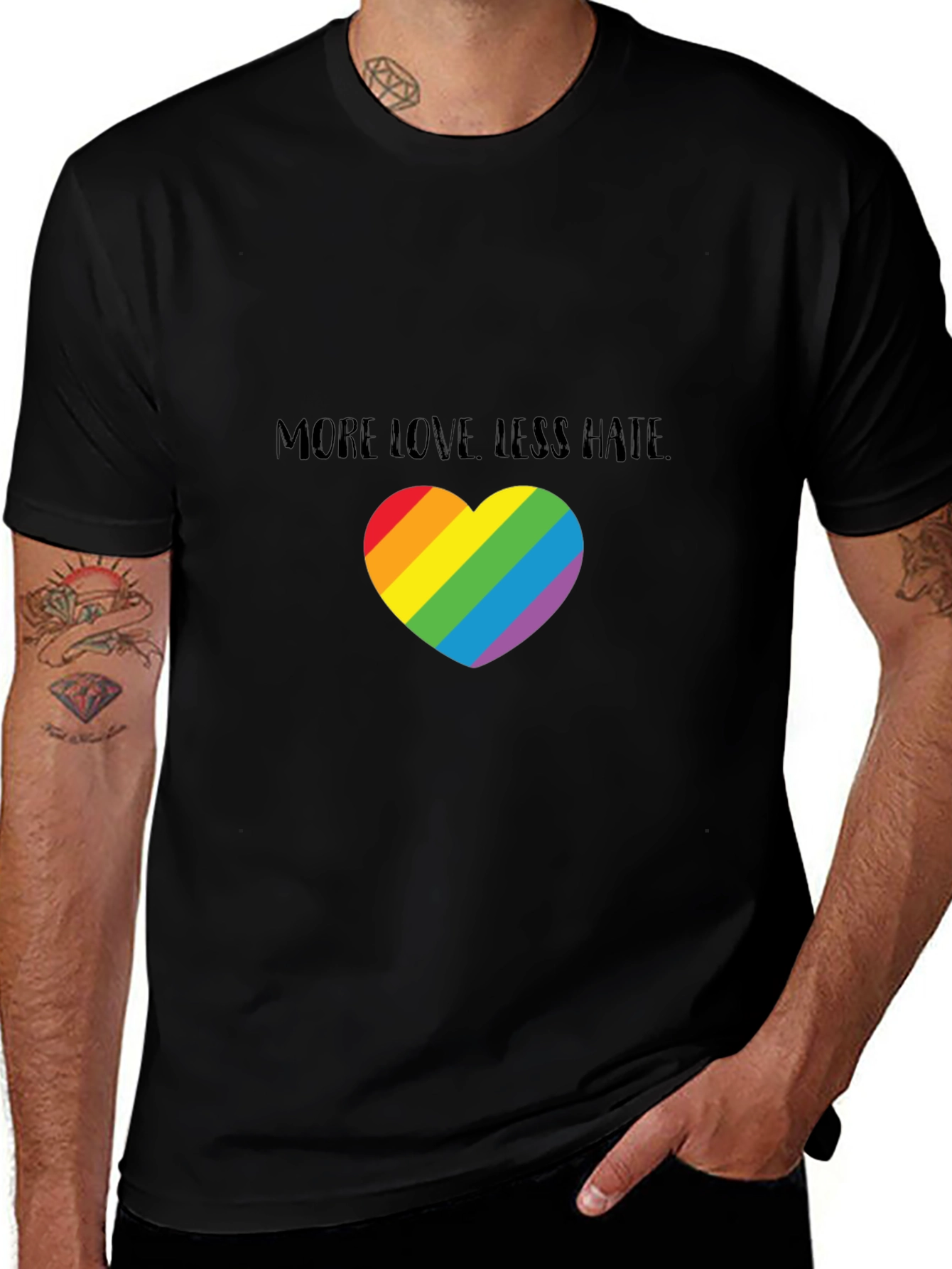 More Love Less Hate Rainbow Heart T-Shirt