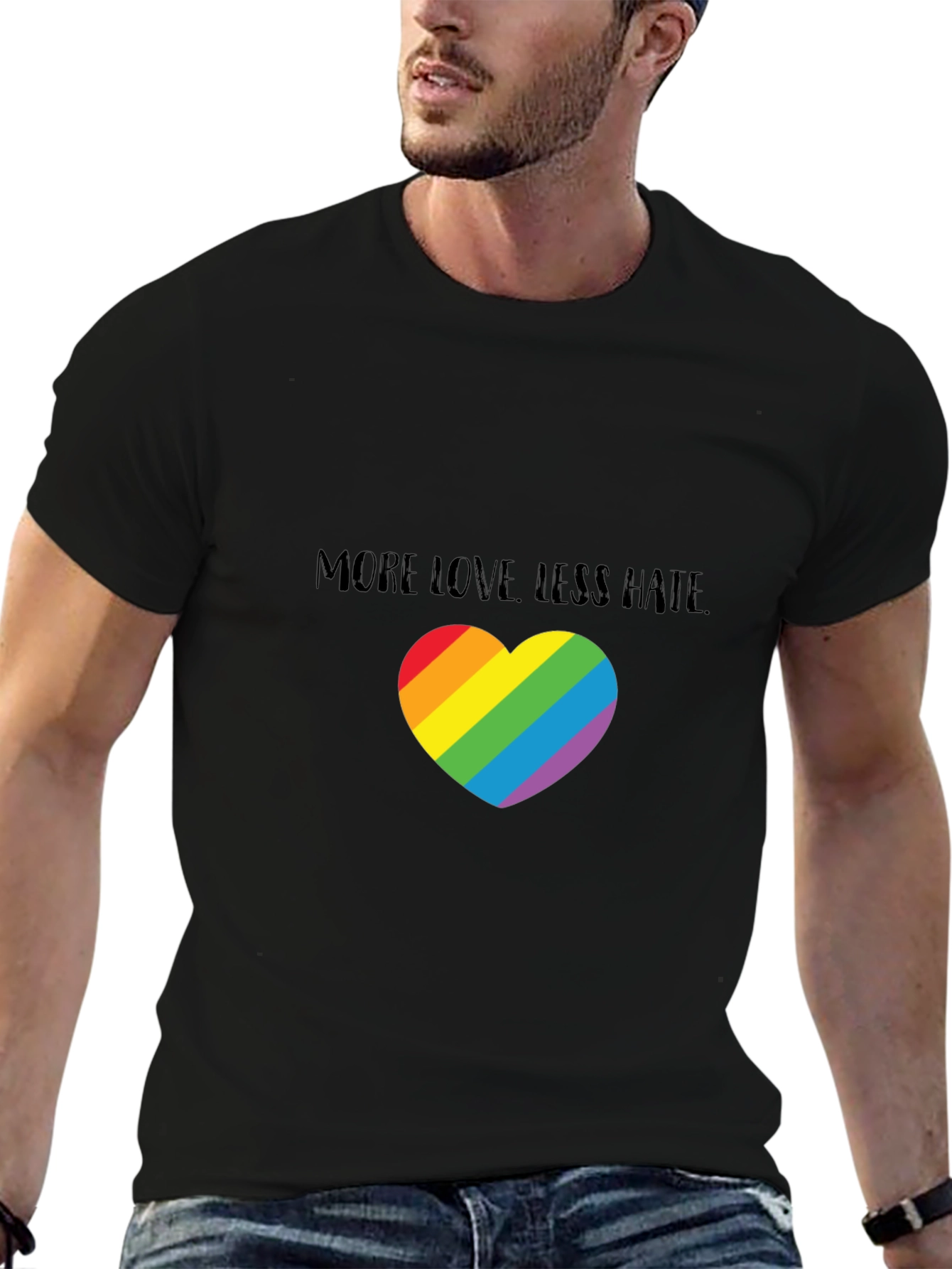 More Love Less Hate Rainbow Heart T-Shirt