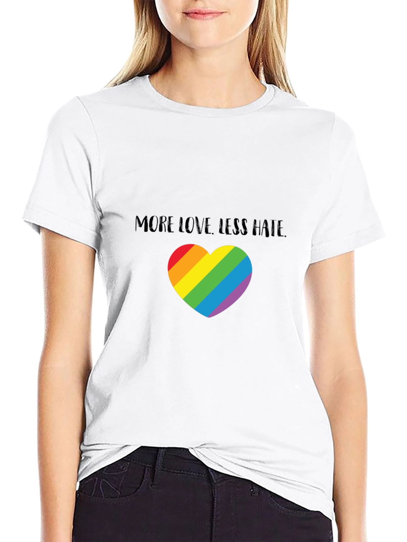 More Love Less Hate Rainbow Heart T-Shirt