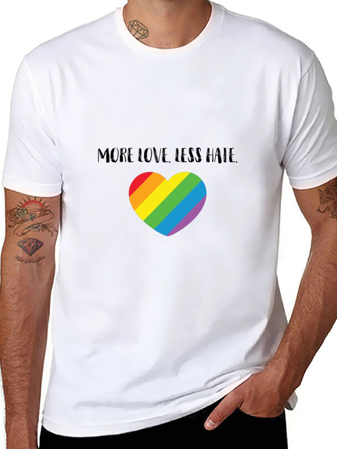 More Love Less Hate Rainbow Heart T-Shirt