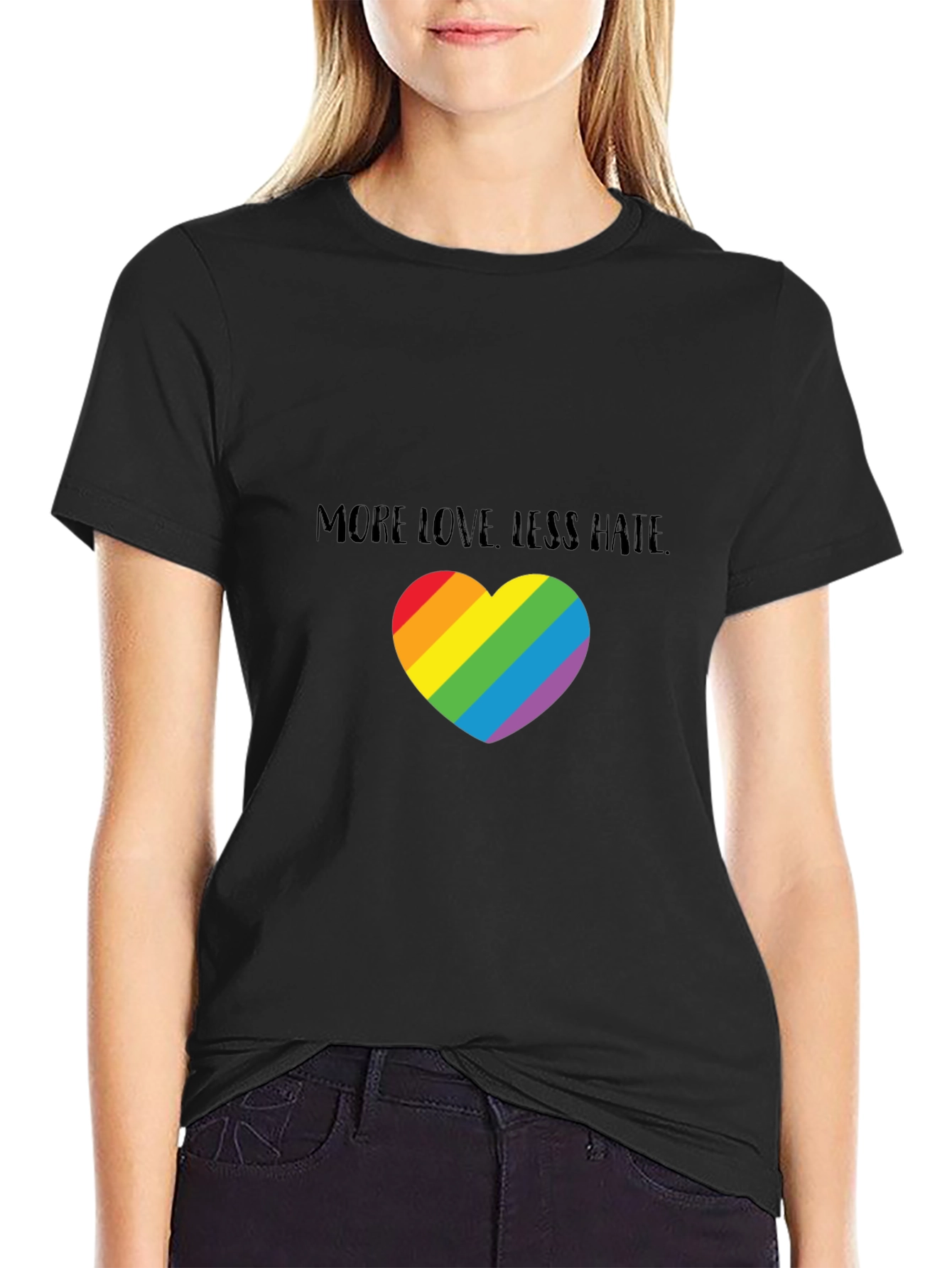 More Love Less Hate Rainbow Heart T-Shirt