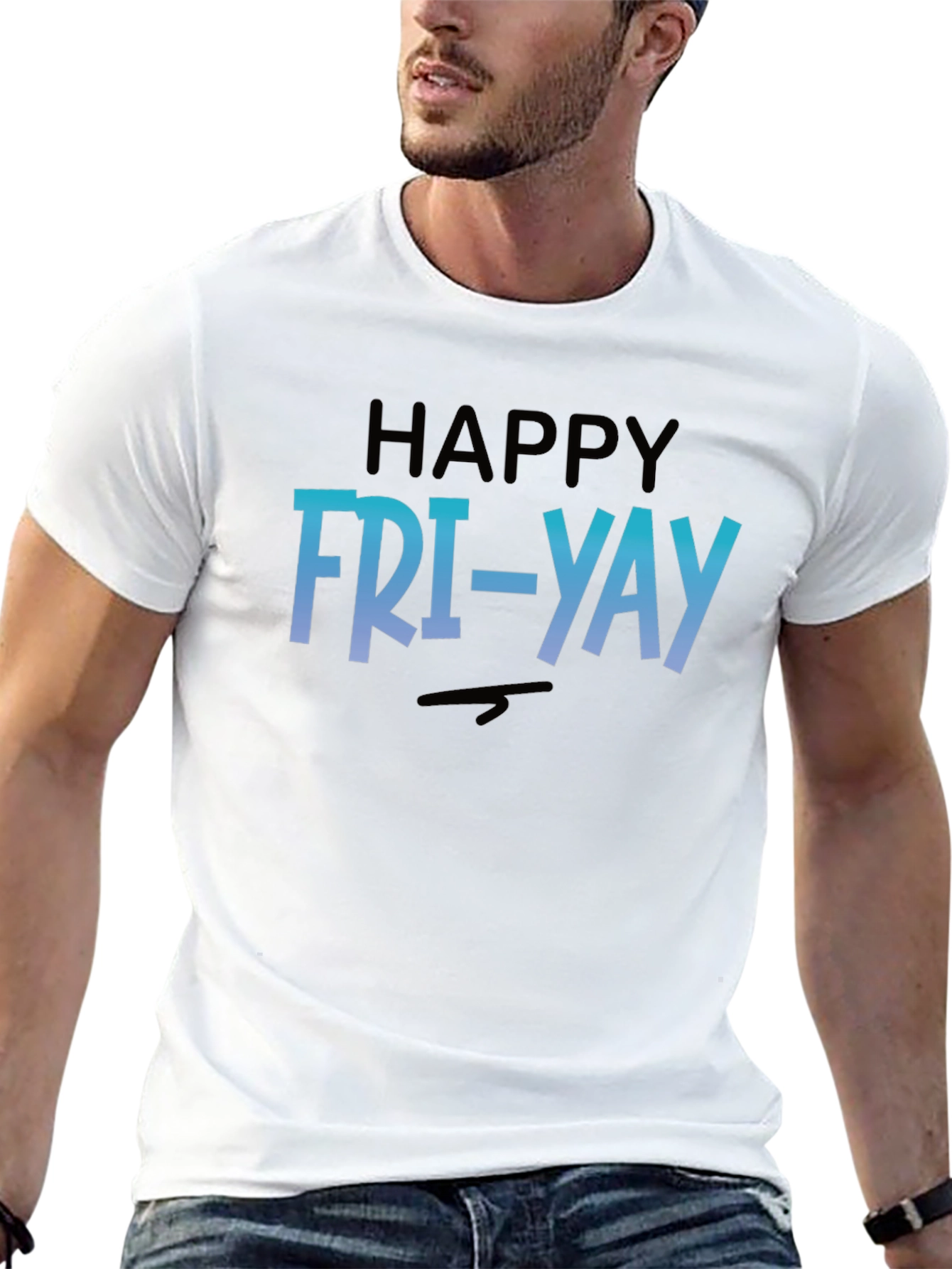 Happy Fri-Yay T-Shirt - Mens Black Crew Neck