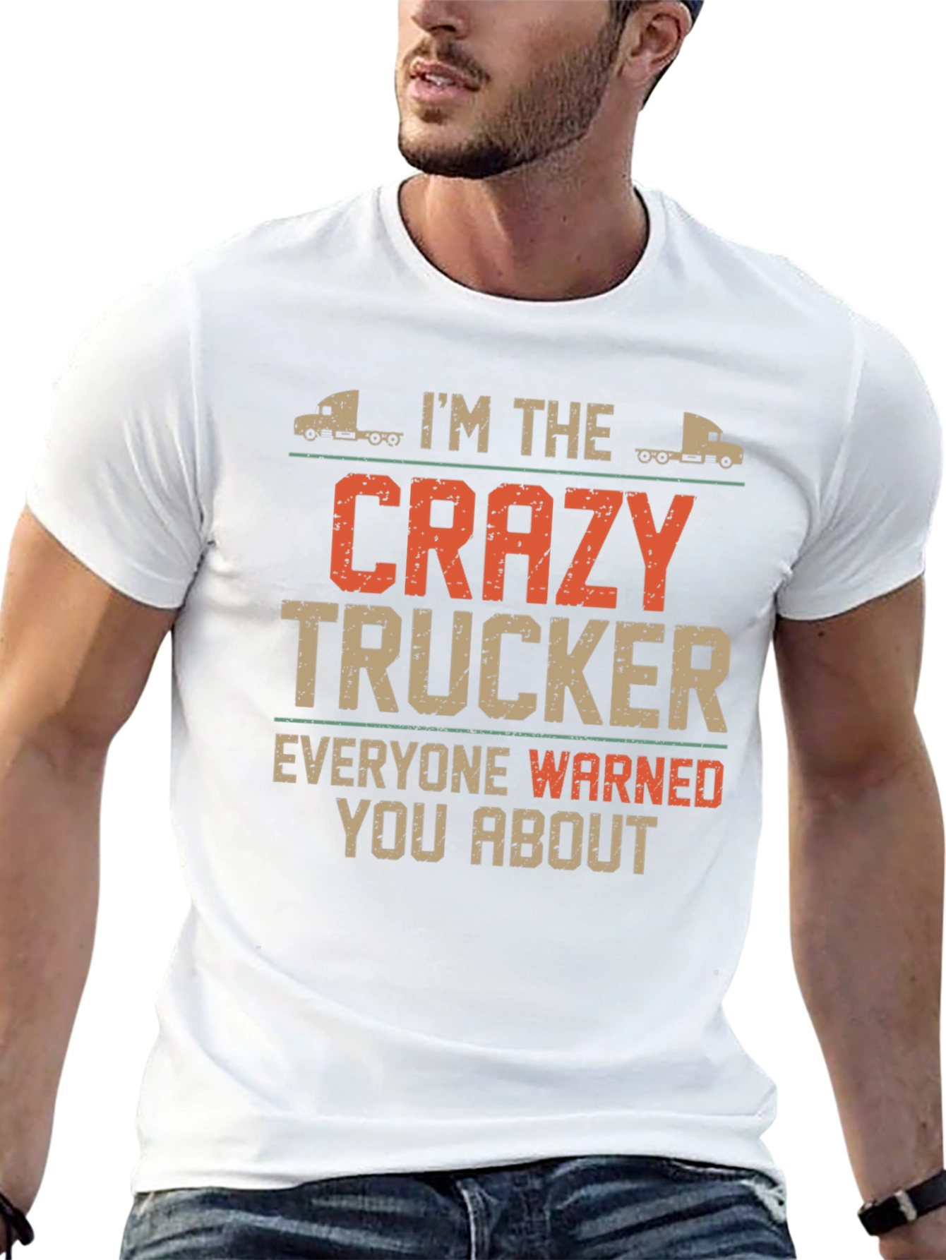 Crazy Trucker Graphic Tee - Black Cotton Blend