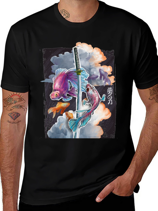 Koi Fish Katana Graphic Tee - Unique Style