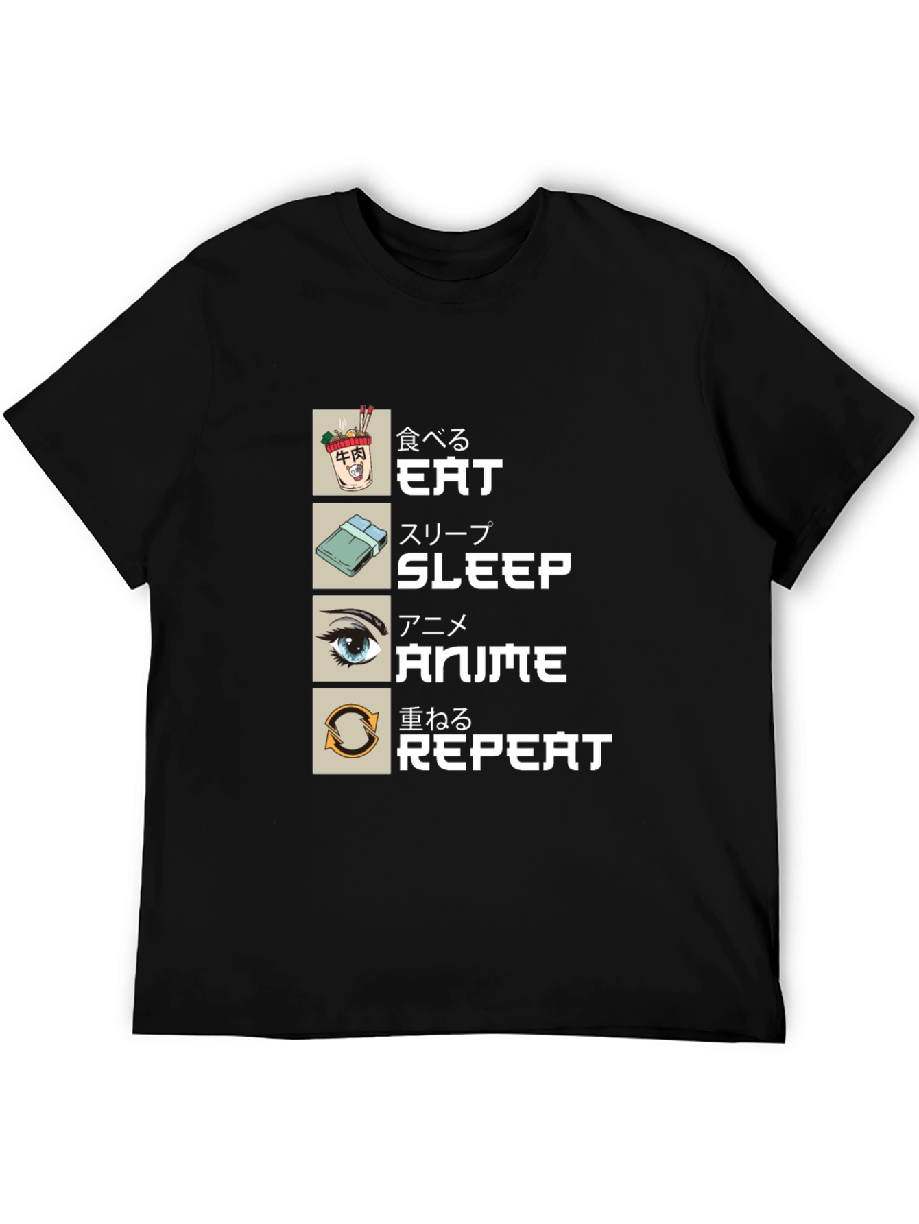 Eat Sleep Anime Repeat T-Shirt - Otaku Style