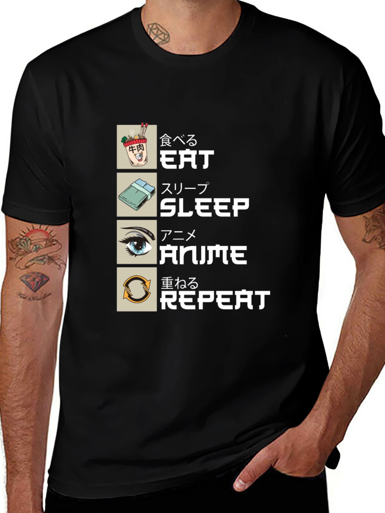 Eat Sleep Anime Repeat T-Shirt - Otaku Style