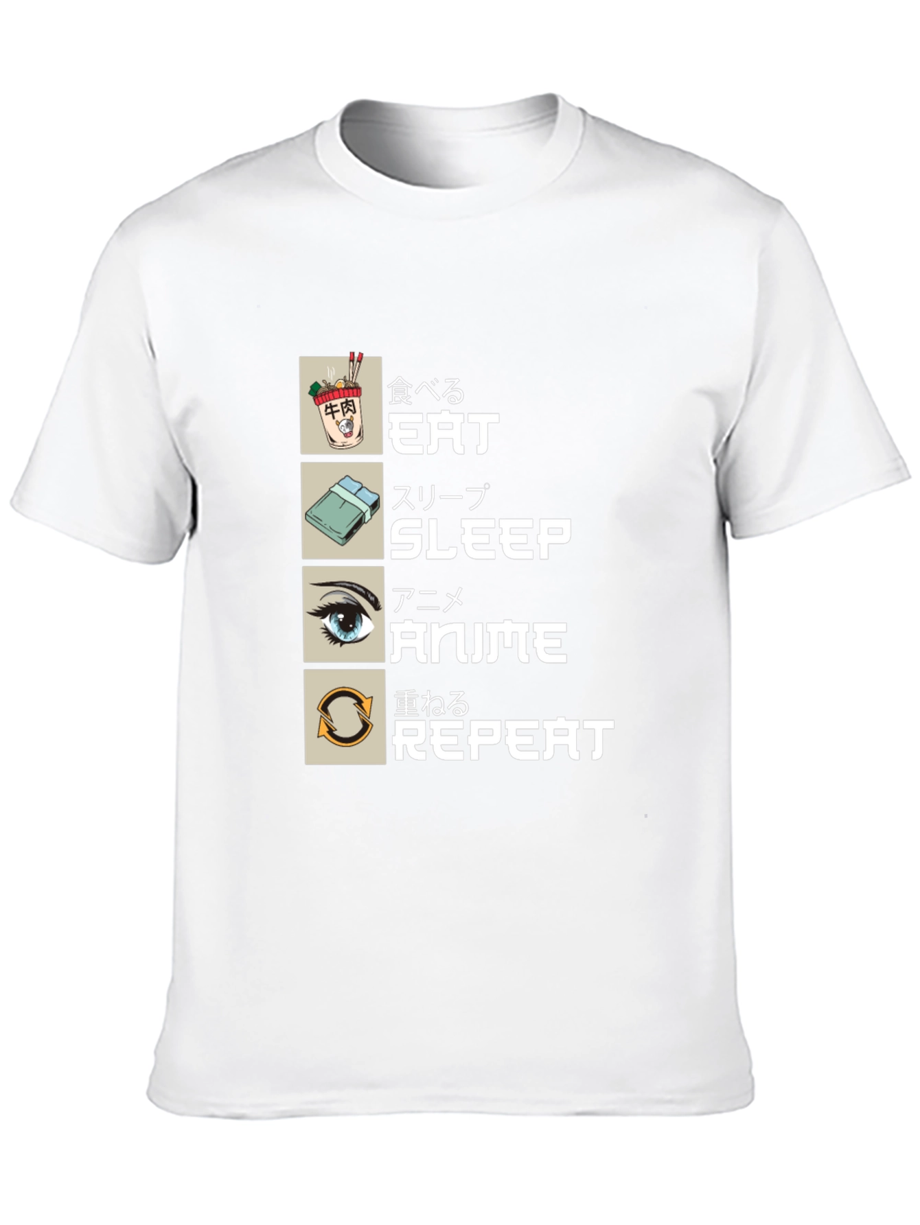 Eat Sleep Anime Repeat T-Shirt - Otaku Style