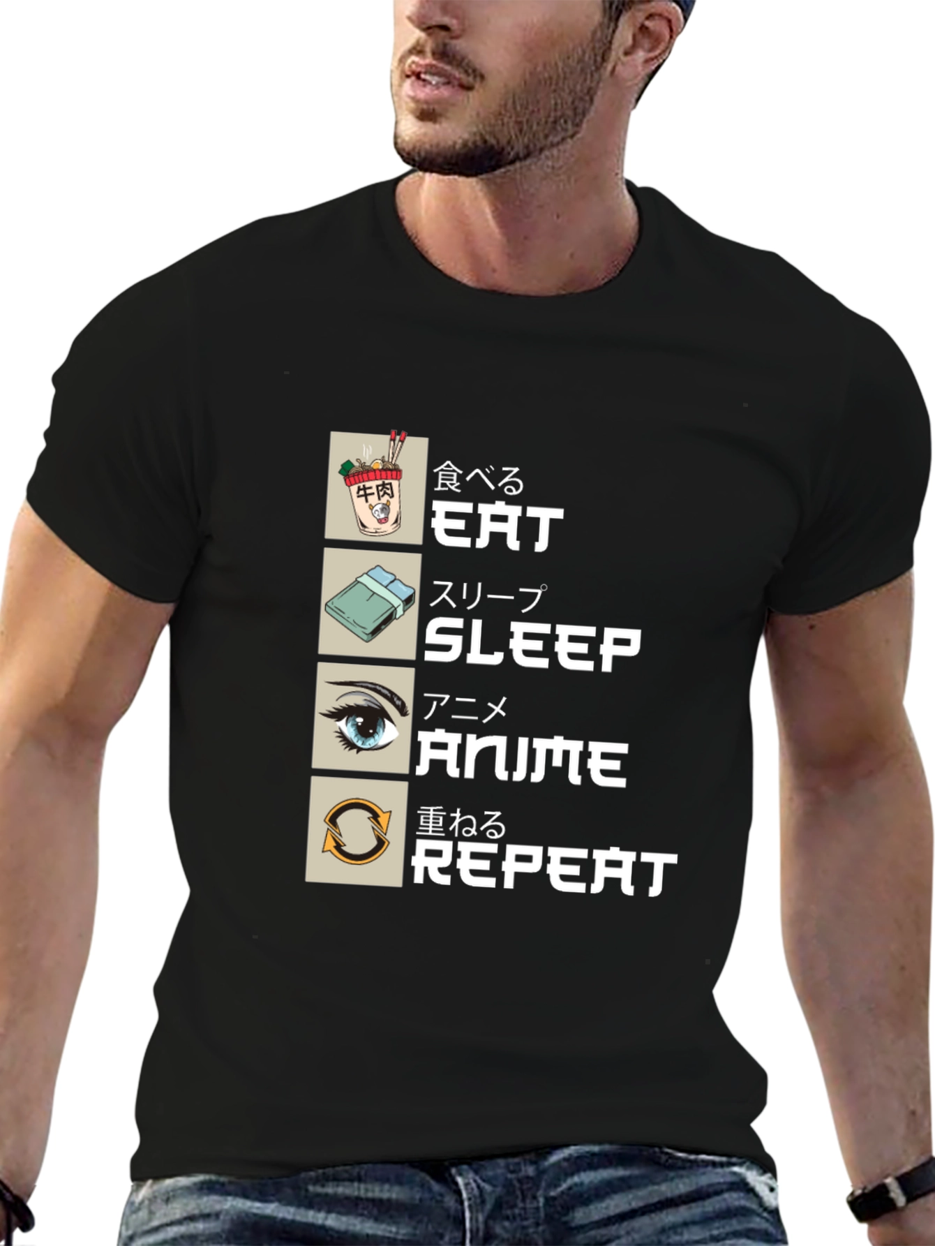 Eat Sleep Anime Repeat T-Shirt - Otaku Style