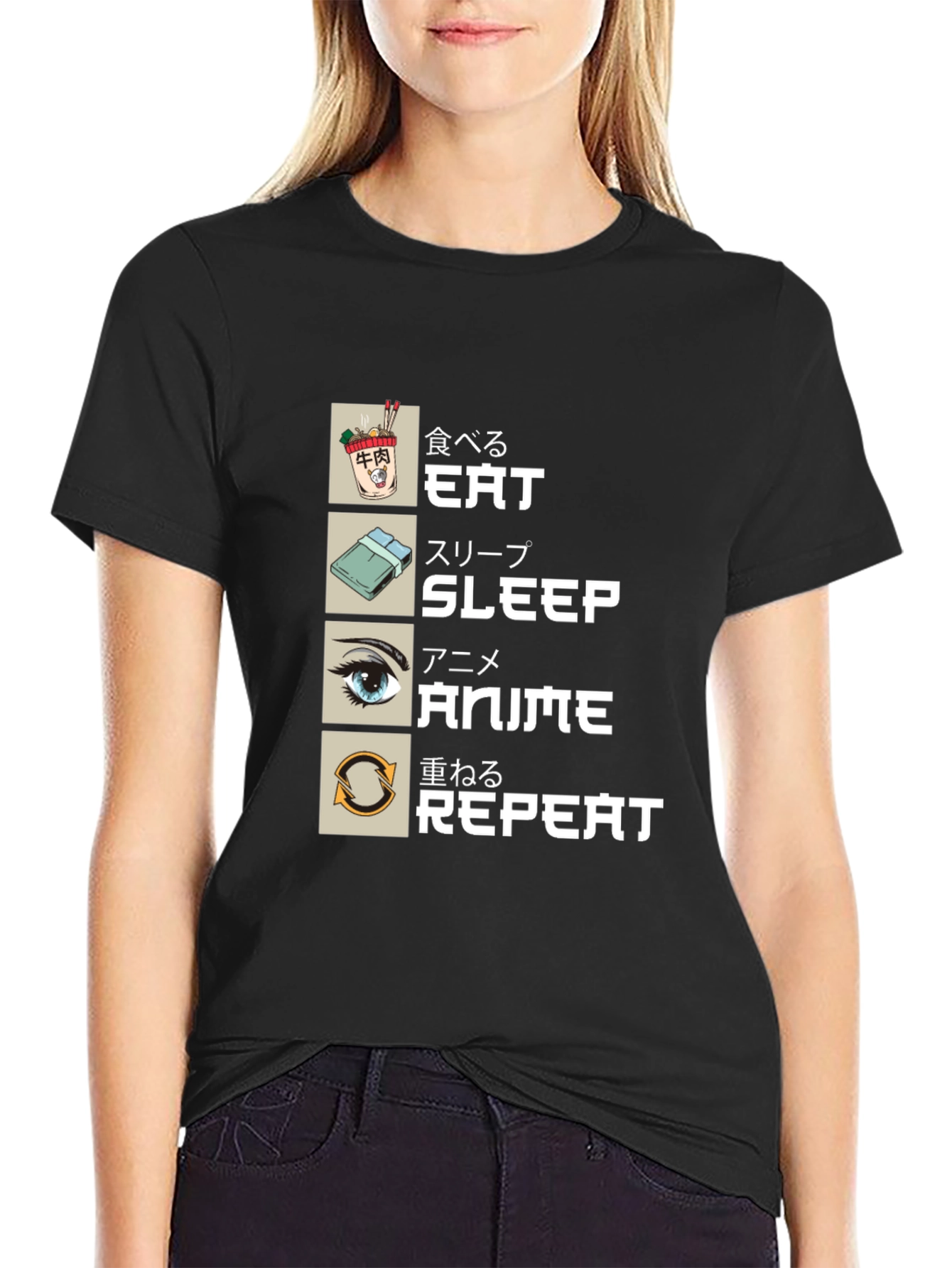 Eat Sleep Anime Repeat T-Shirt - Otaku Style
