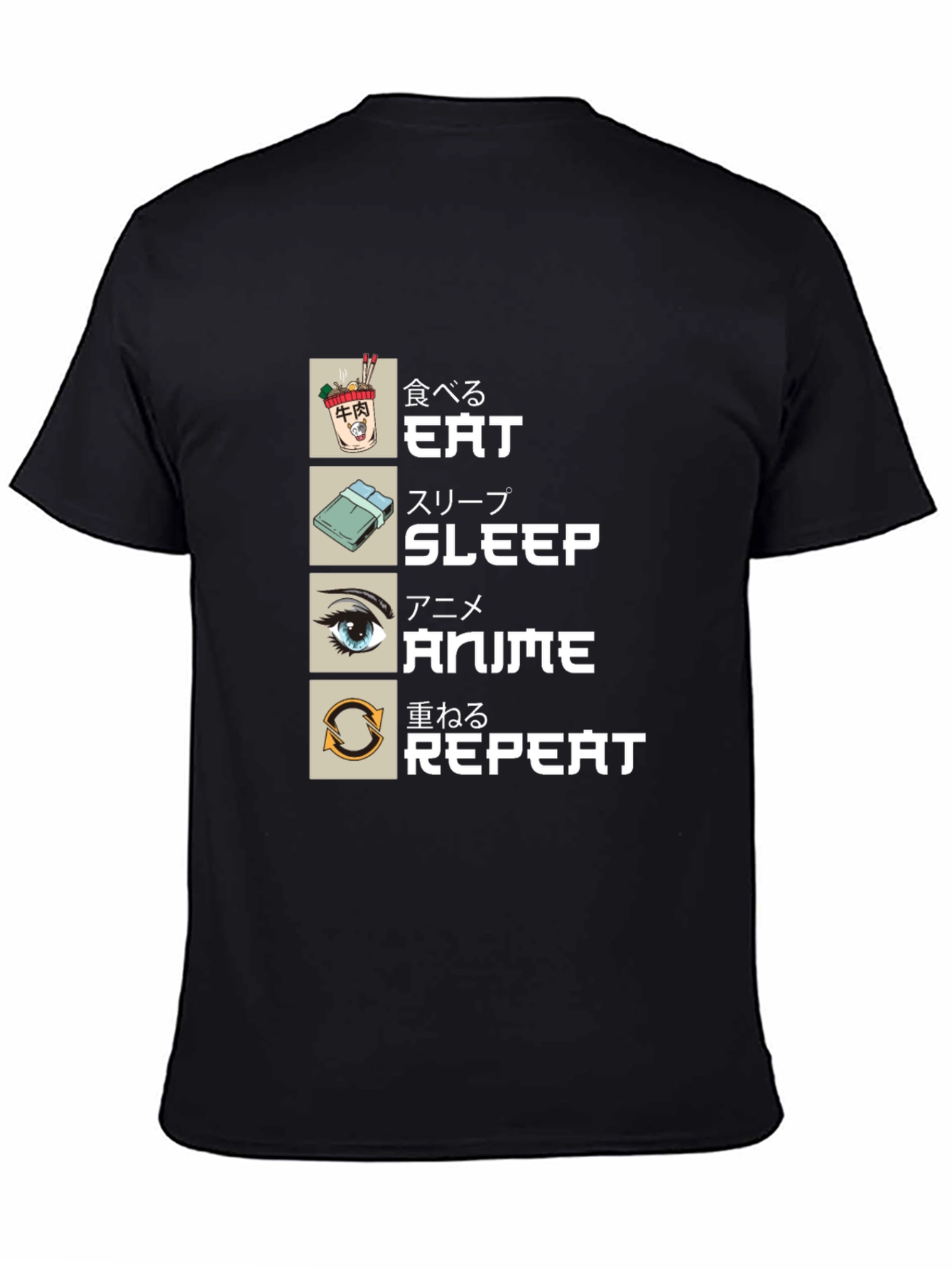 Eat Sleep Anime Repeat T-Shirt - Otaku Style